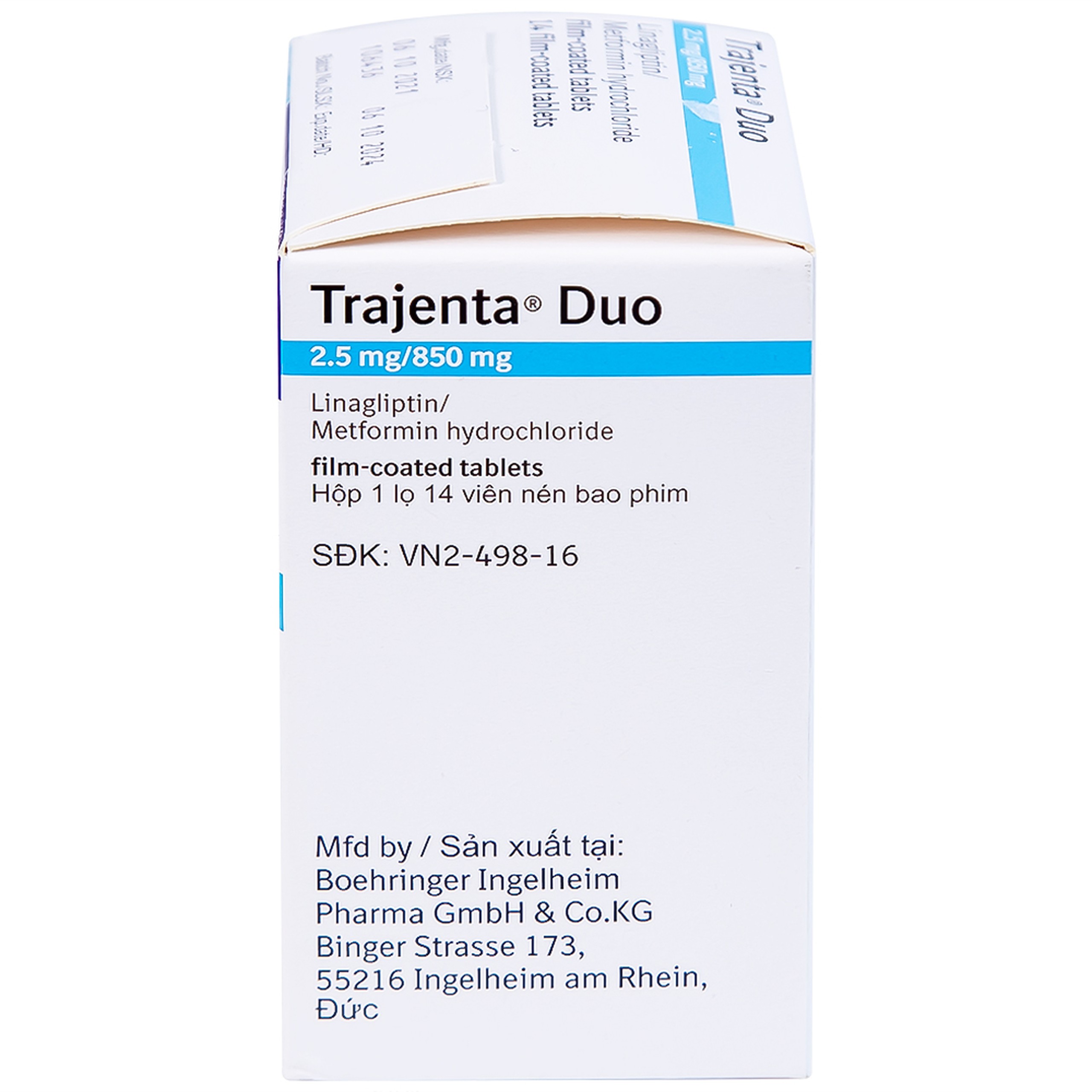 Thuốc Trajenta Duo 2.5mg/850mg Boehringer điều trị đái tháo đường típ 2 (14 viên)