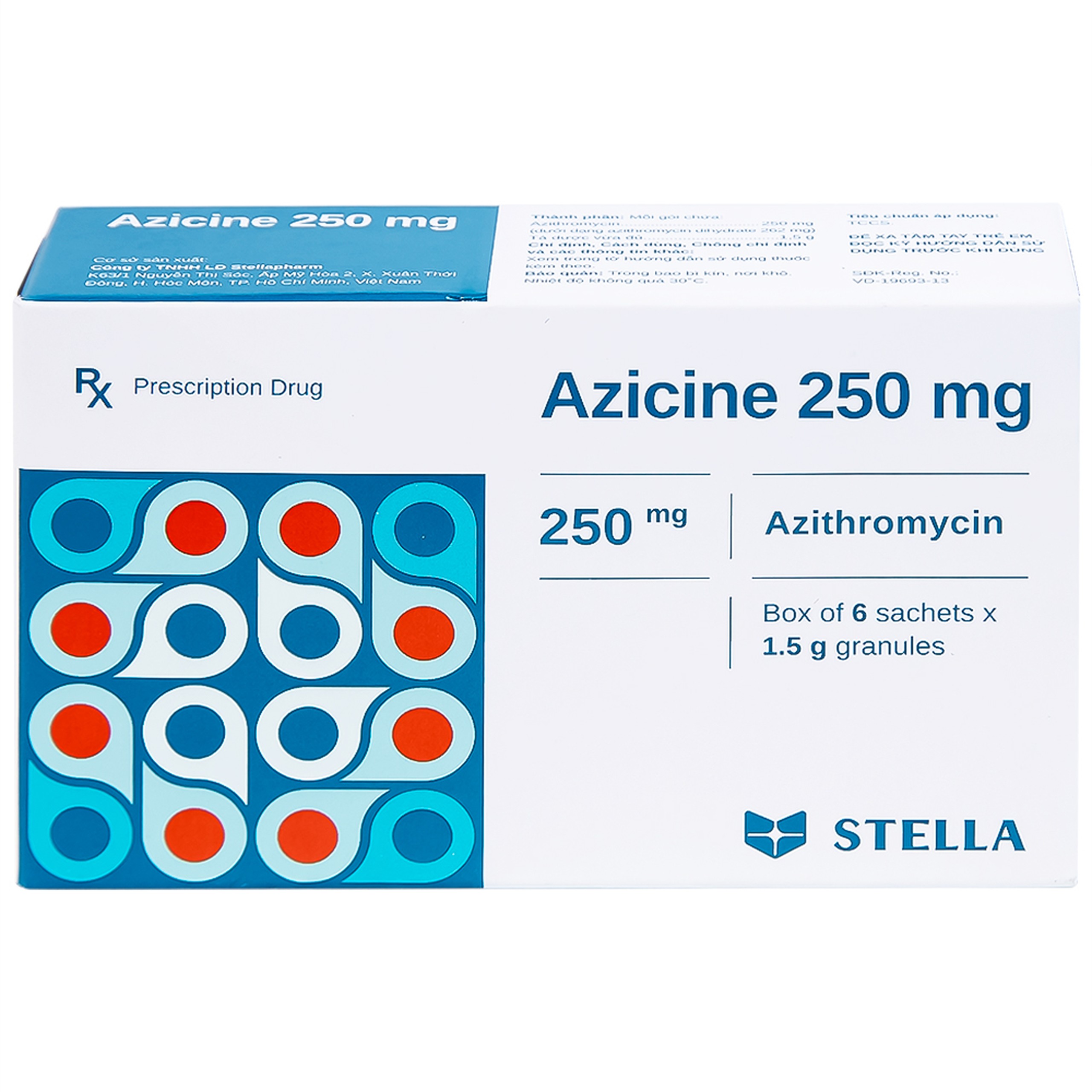 Thuốc cốm Azicine 250mg Stella điều trị nhiễm khuẩn (6 gói x 1g)