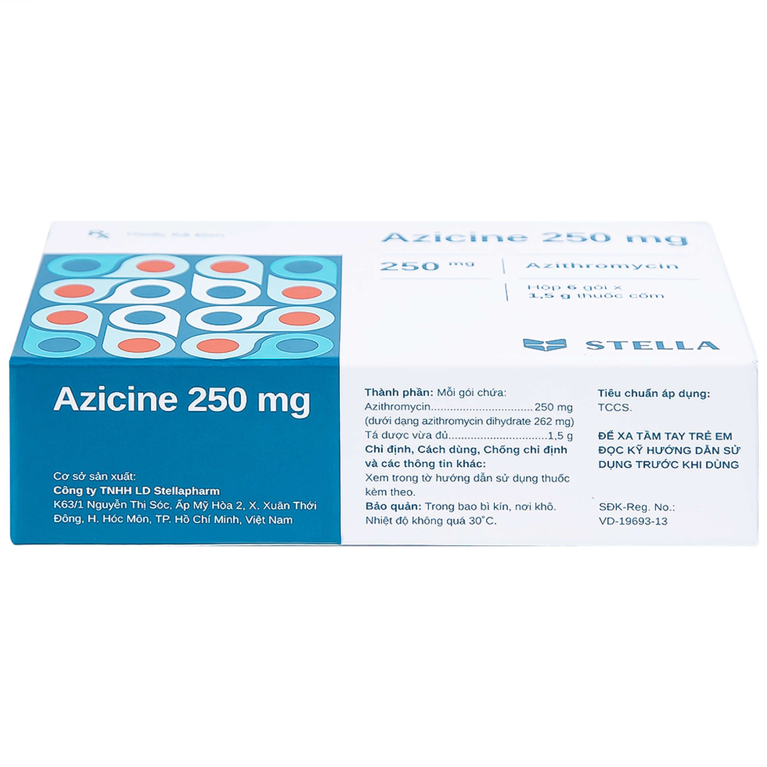 Thuốc cốm Azicine 250mg Stella điều trị nhiễm khuẩn (6 gói x 1g)