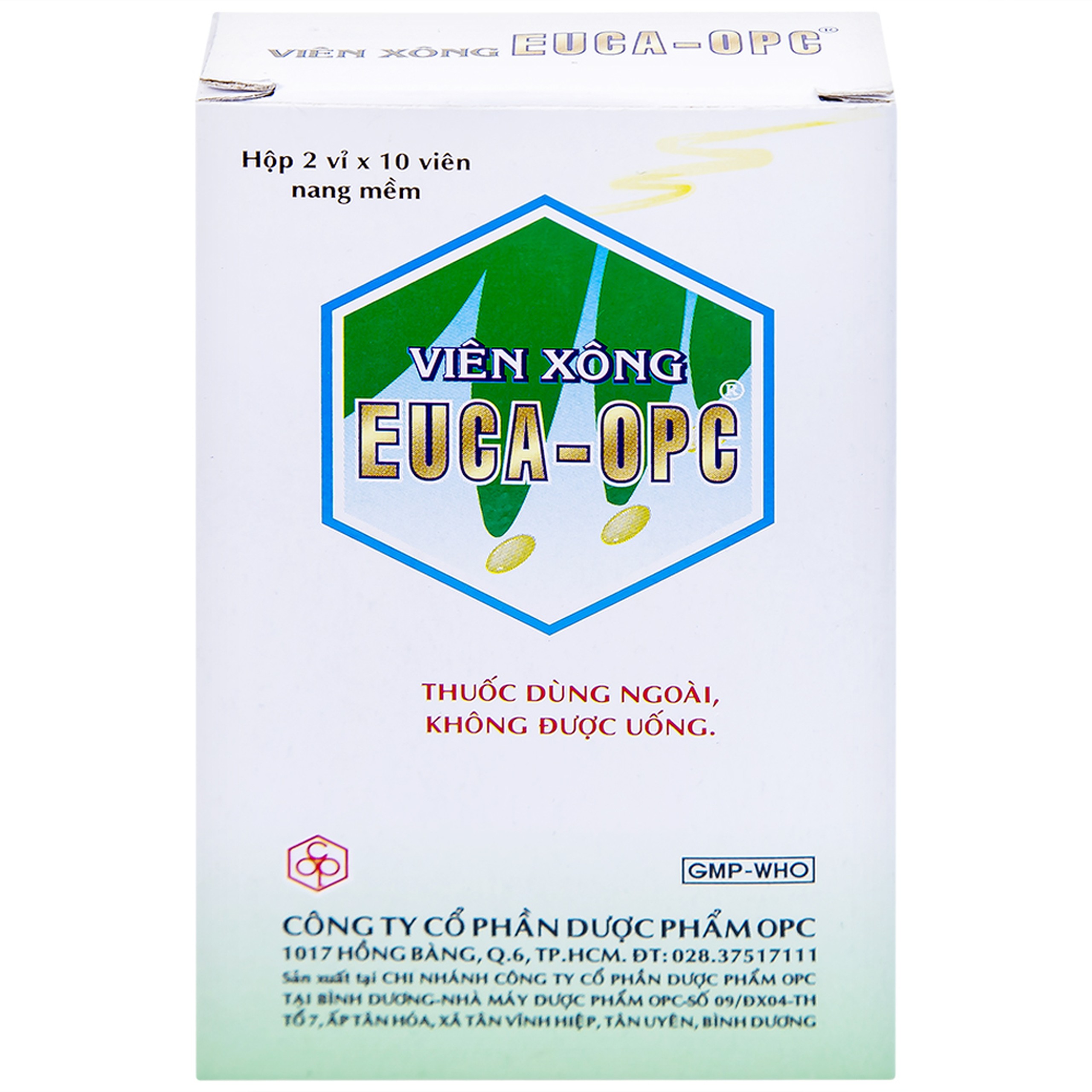 Viên xông Euca-OPC điều trị cảm mạo, cảm cúm, sát trùng mũi họng (2 vỉ x 10 viên)