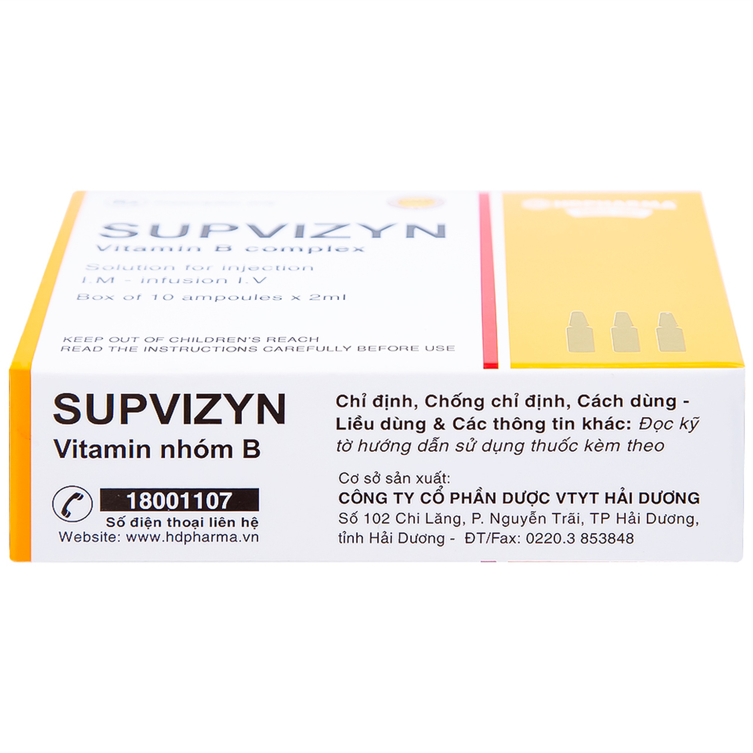 Dung dịch tiêm Supvizyn HDpharma dự phòng và điều trị thiếu các Vitamin nhóm B (10 ống)