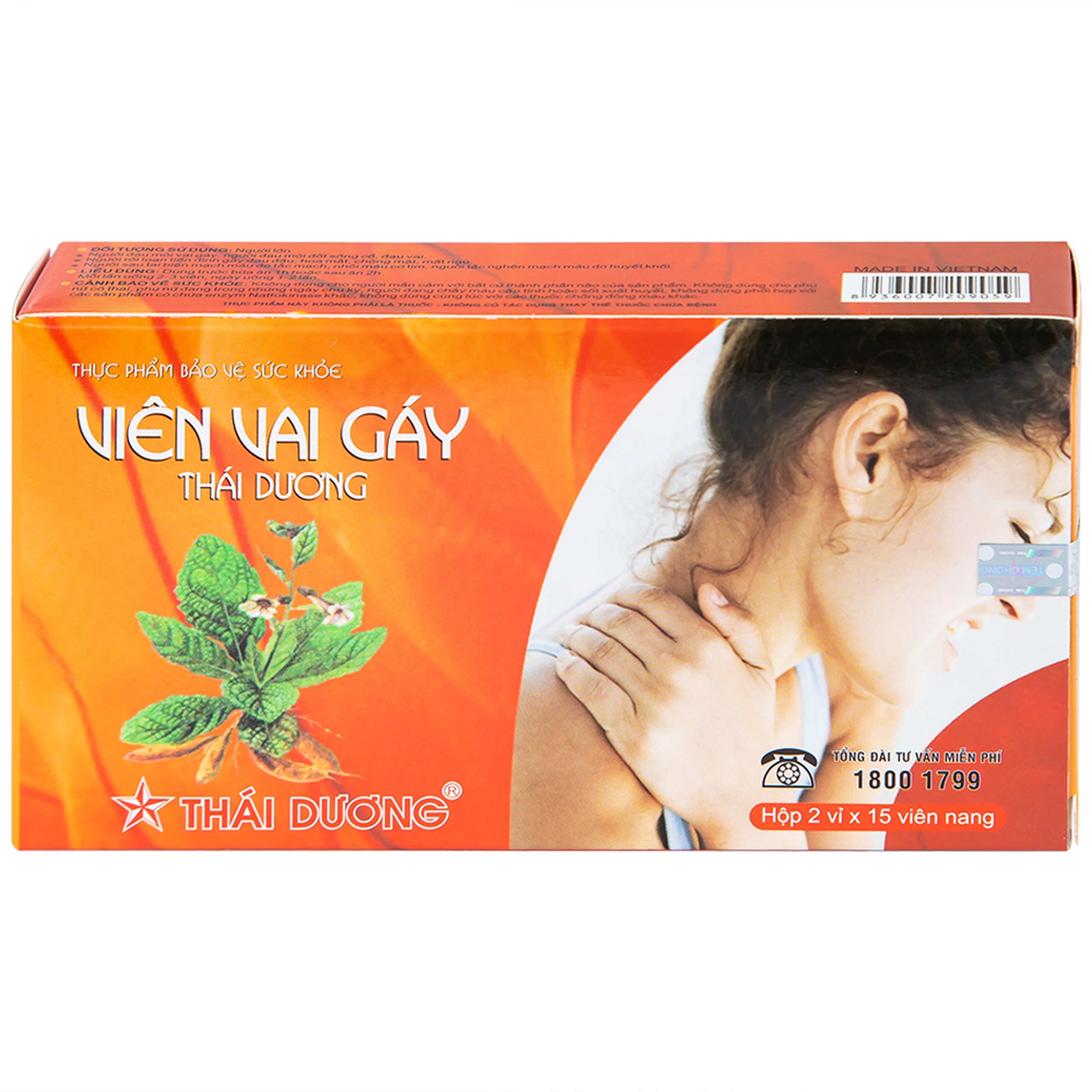 Viên Vai Gáy Thái Dương tăng lưu thông khí huyết, giảm triệu chứng đau mỏi vai gáy (2 vỉ x 15 viên)