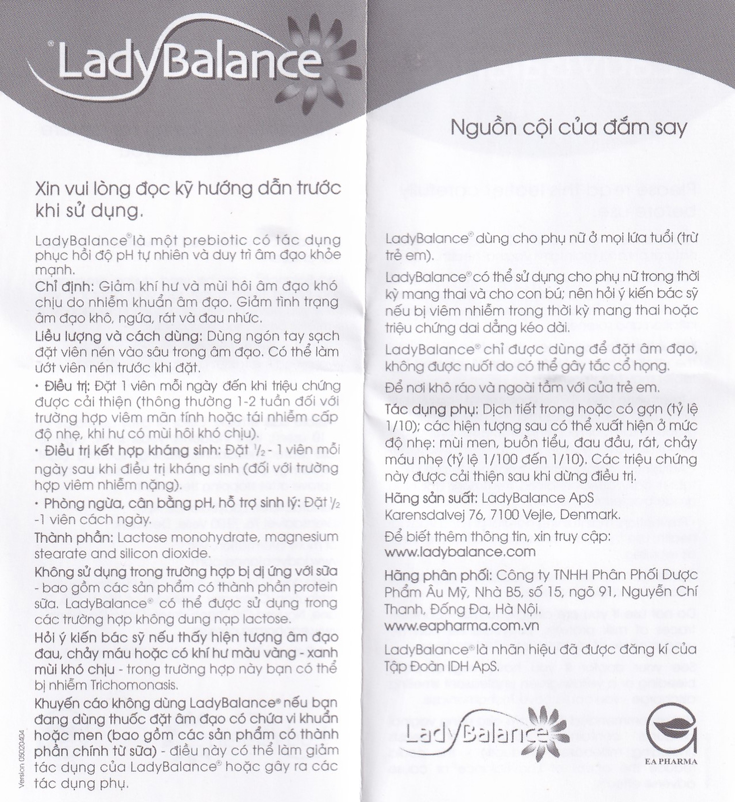 Viên đặt phụ khoa Ladybalance (1 vỉ x 12 viên) giảm khí hư, mùi hôi, khô ngứa, rát do viêm nhiễm âm đạo