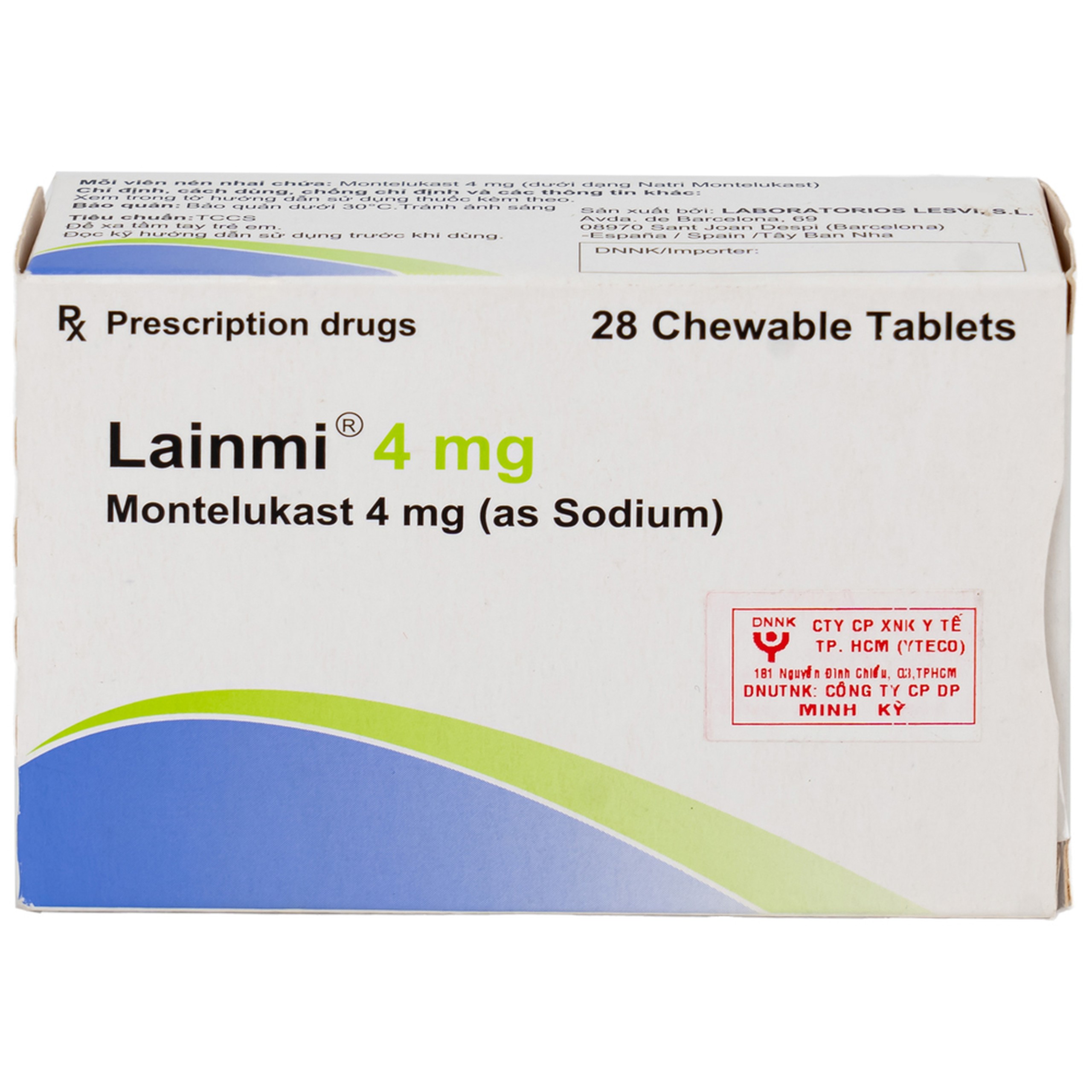 Thuốc Lainmi 4mg Lesvi phòng ngừa và điều trị hen (4 vỉ x 7 viên)