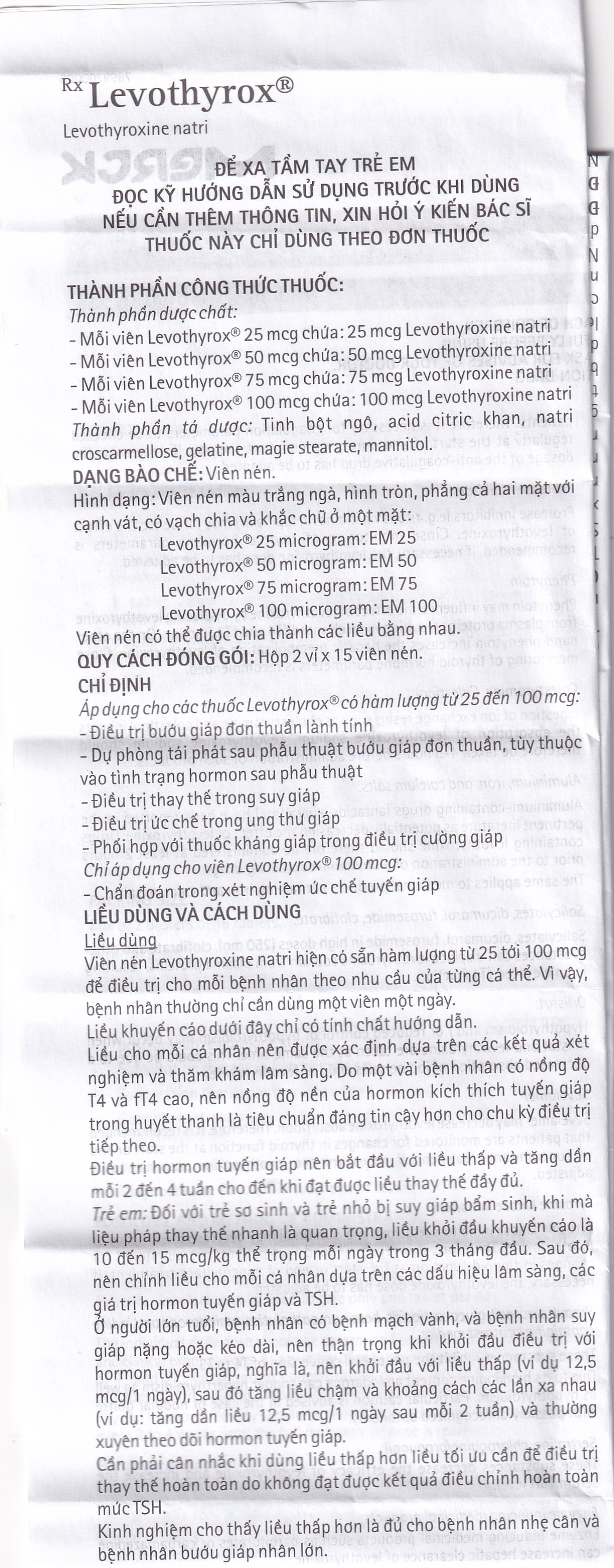 Thuốc Levothyrox 100µg Merck điều trị bướu giáp, suy giáp, ung thư giáp (2 vỉ x 15 viên)