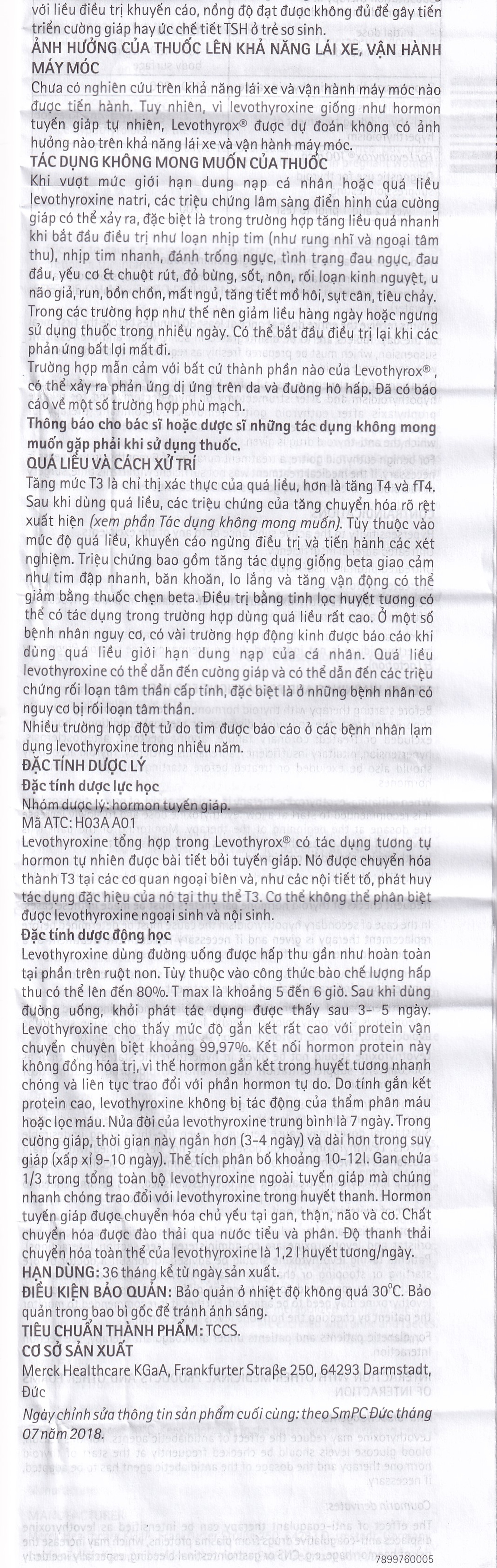 Thuốc Levothyrox 100µg Merck điều trị bướu giáp, suy giáp, ung thư giáp (2 vỉ x 15 viên)