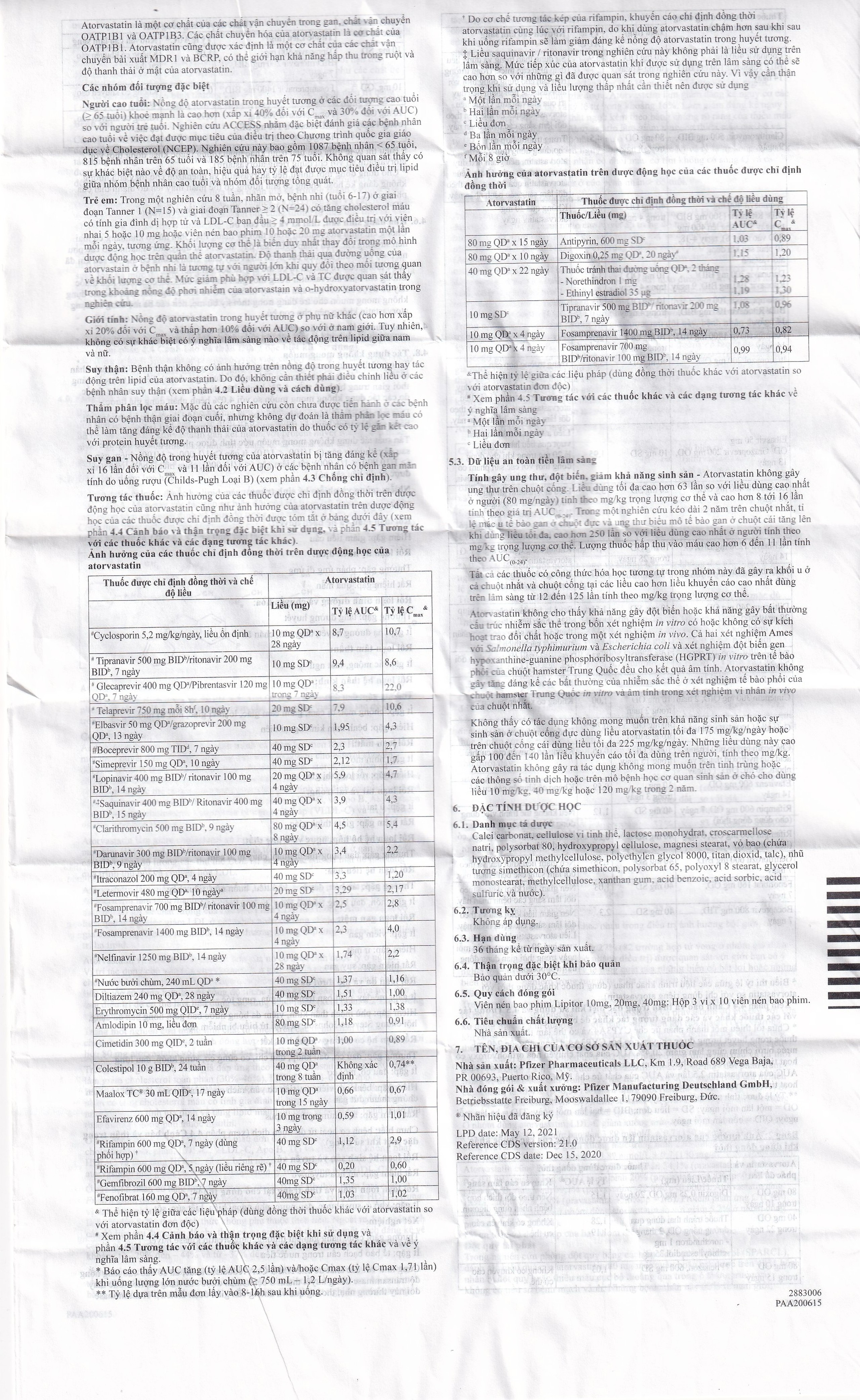 Thuốc Lipitor 10mg Viatris điều trị tăng cholesterol toàn phần (3 vỉ x 10 viên) 