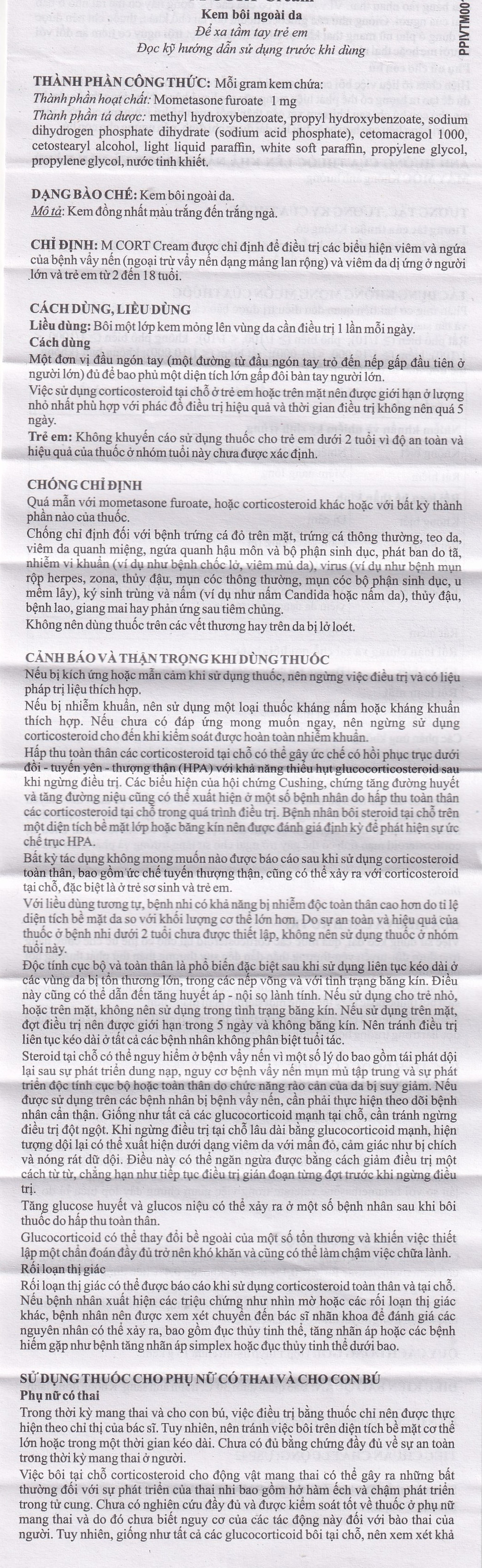 Thuốc M CORT cream Agio điều trị các biểu hiện viêm và ngứa của bệnh vẩy nến, viêm da dị ứng (15g)