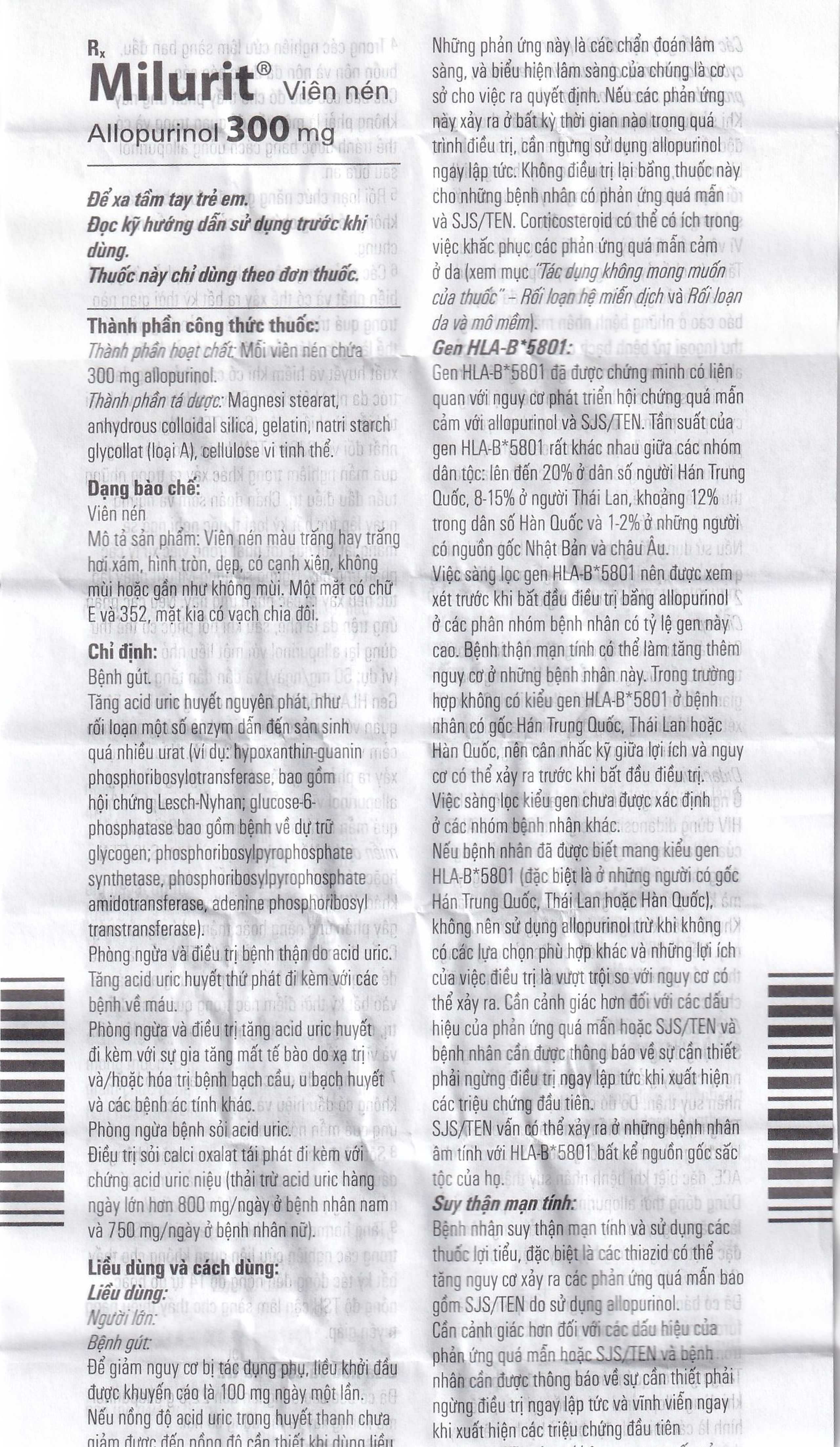 Viên nén Milurit 300mg Egis Pharma điều trị bệnh gout, phòng ngừa bệnh sỏi axit uric (30 viên)