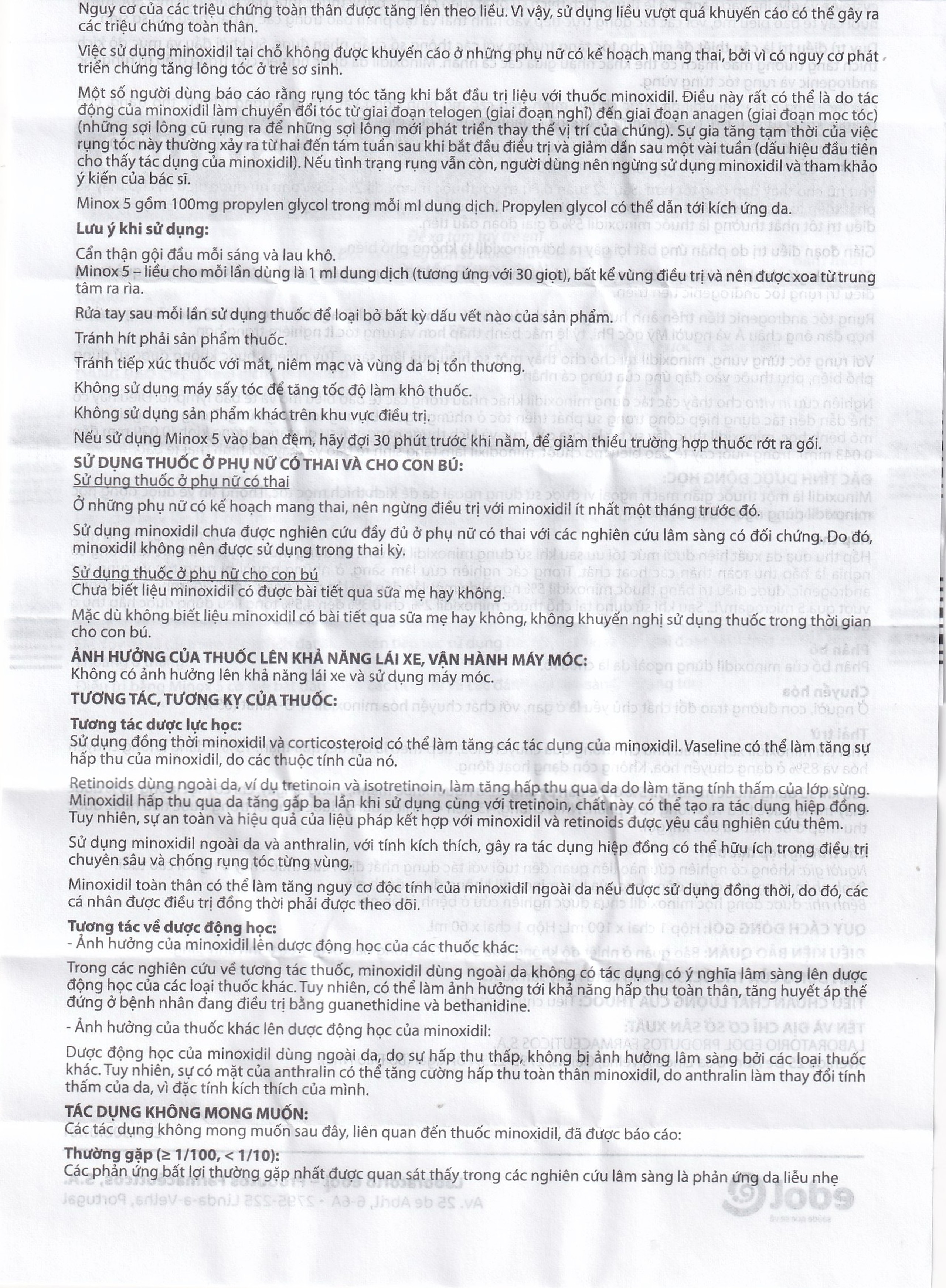 Thuốc Minox 50mg EDOL điều trị tại chỗ hói đầu và rụng tóc androgenic ở cả nam và nữ 60ml