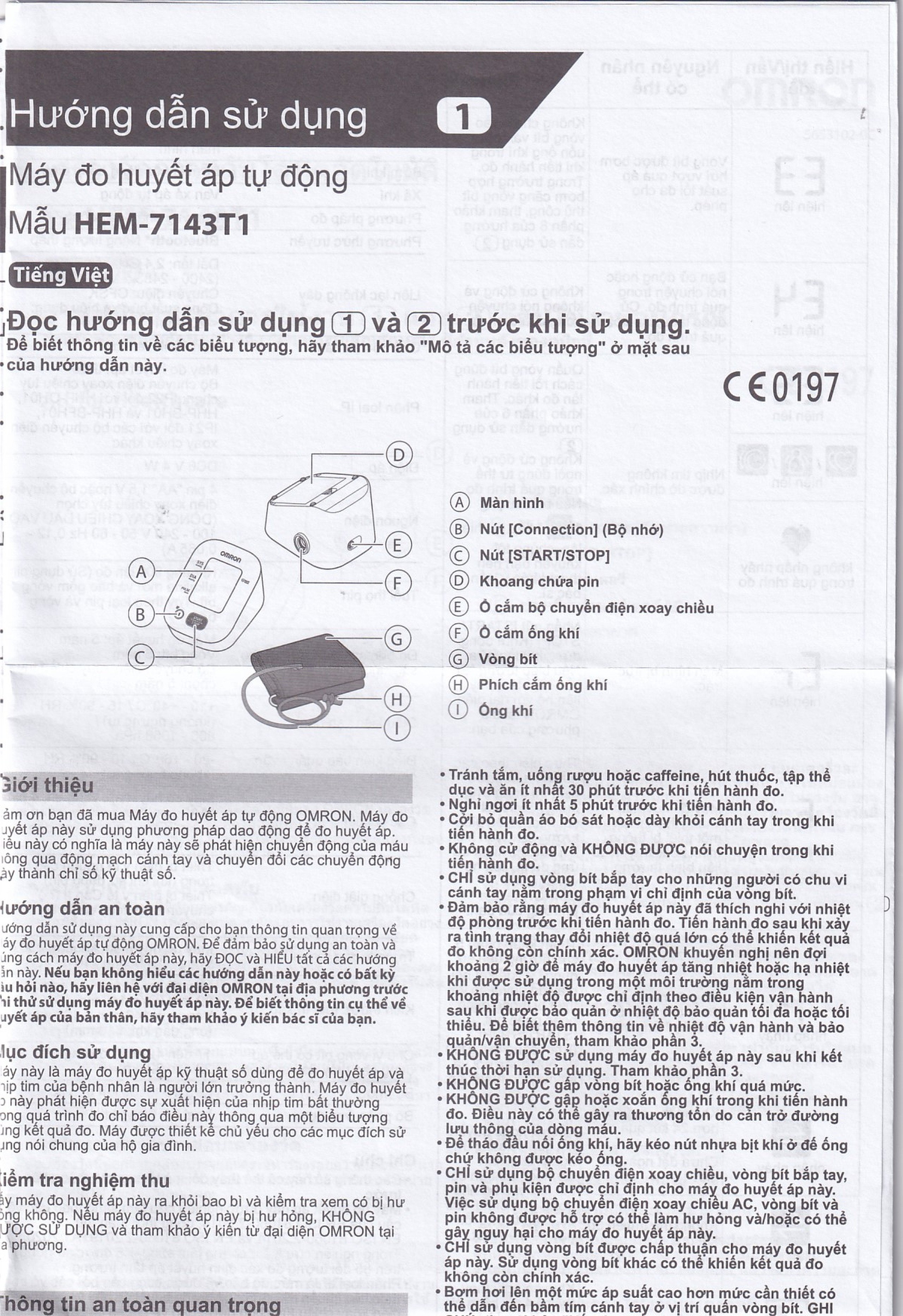 Máy đo huyết áp bắp tay Omron HEM 7143T1 hỗ trợ đo huyết áp, nhịp tim