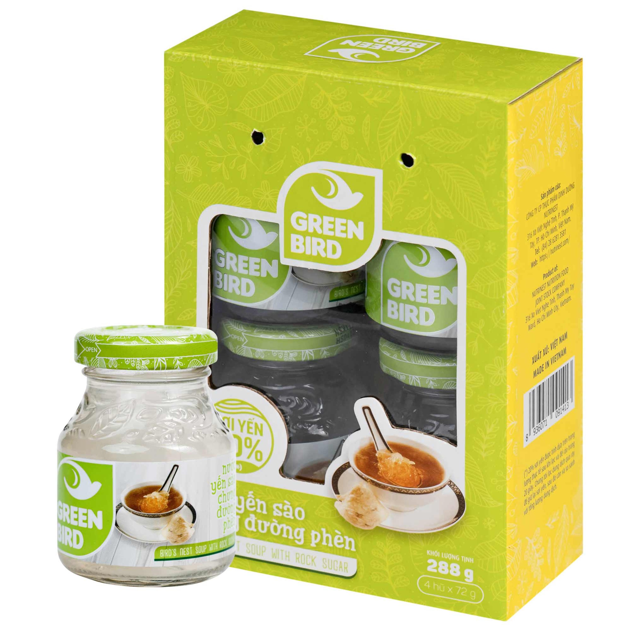 Nước Yến Sào Chưng Đường Phèn Greenbird (4 hũ x 72g)