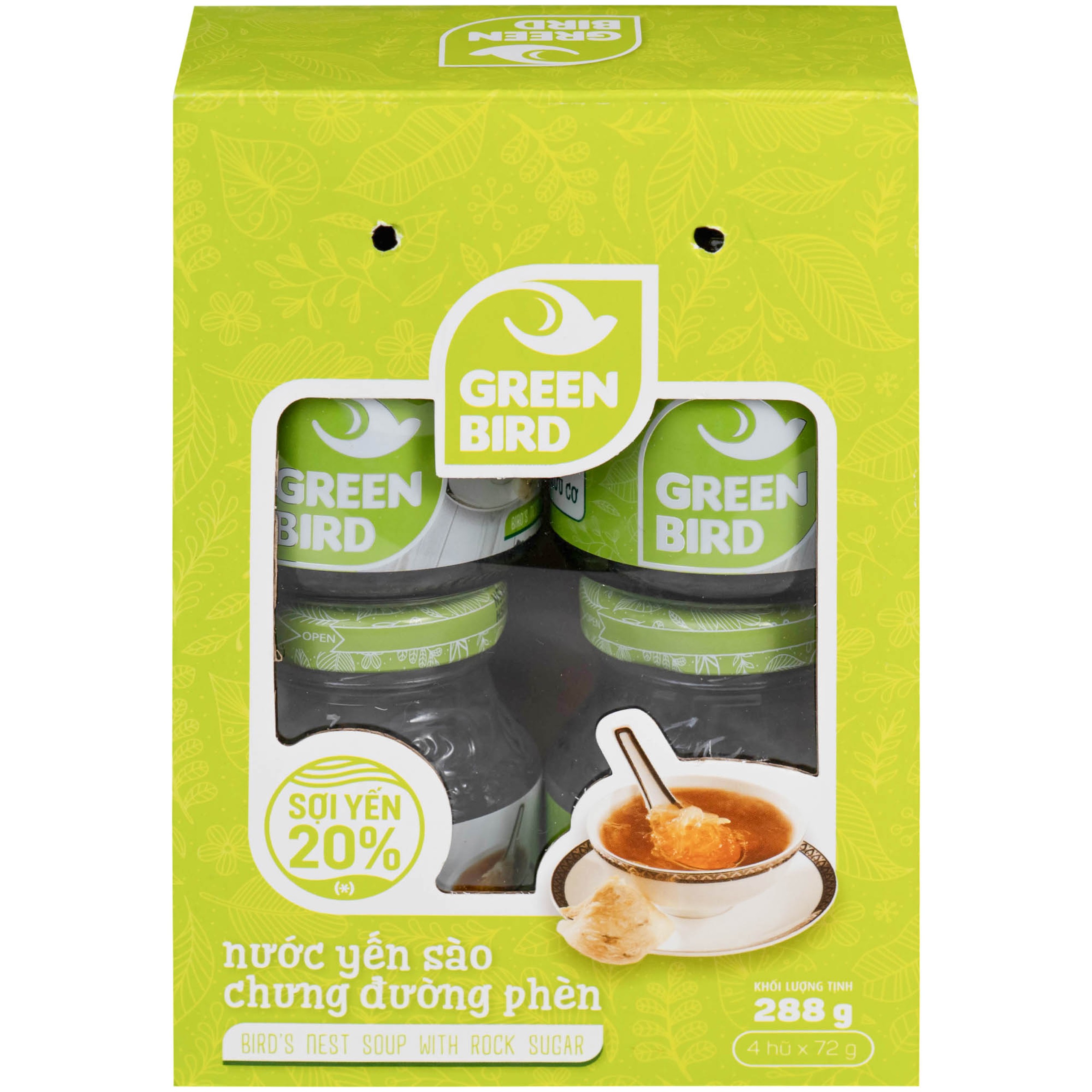Nước Yến Sào Chưng Đường Phèn Greenbird (4 hũ x 72g)