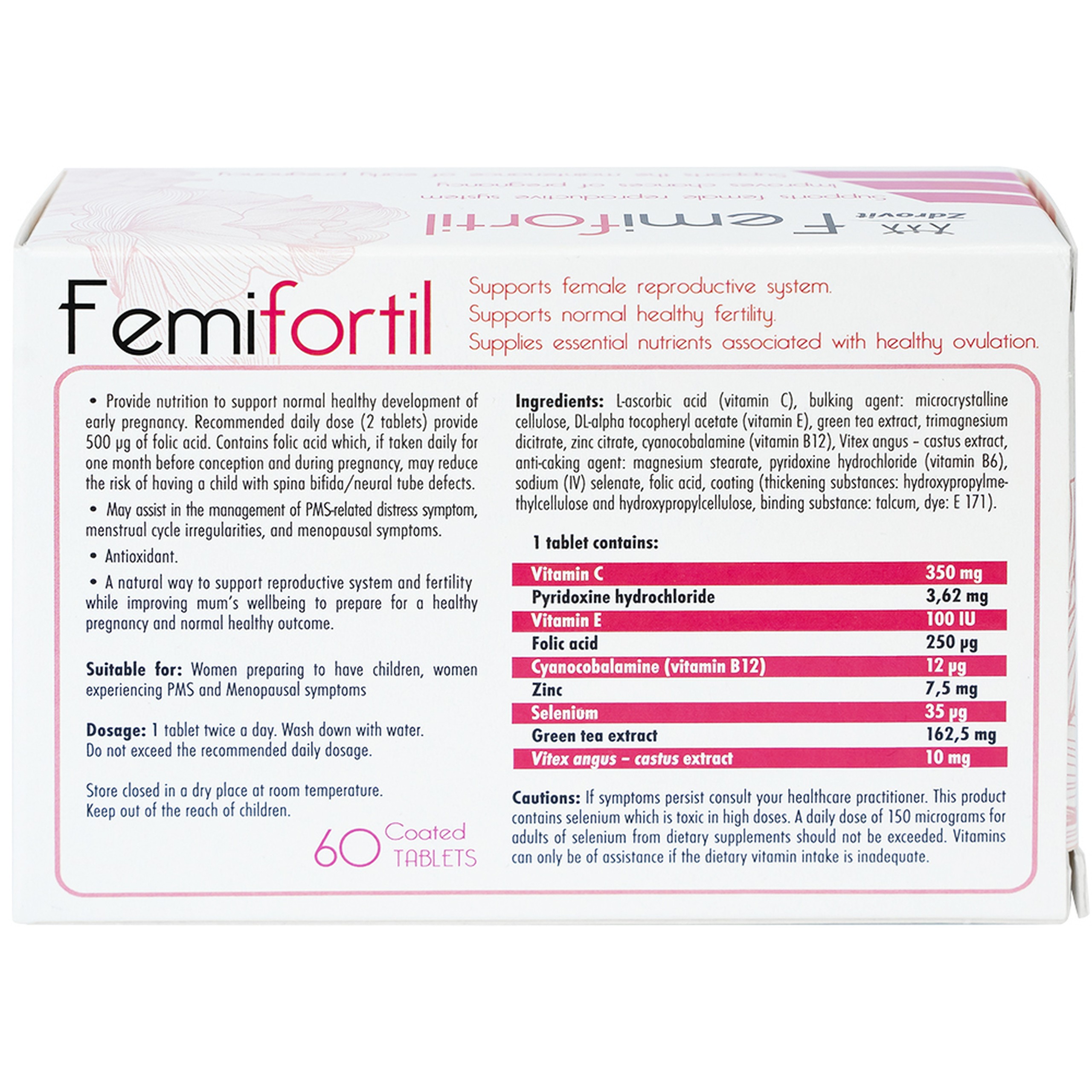 Viên uống Femifortil NP Pharma bổ sung Vitamin, khoáng chất và thảo dược cho phụ nữ mang thai (4 vỉ x 15 viên)