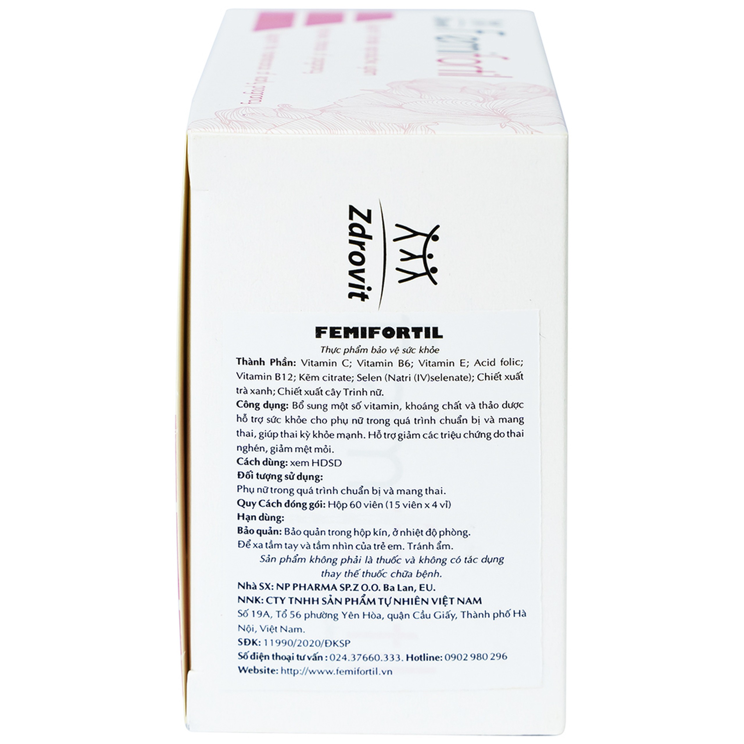 Viên uống Femifortil NP Pharma bổ sung Vitamin, khoáng chất và thảo dược cho phụ nữ mang thai (4 vỉ x 15 viên)