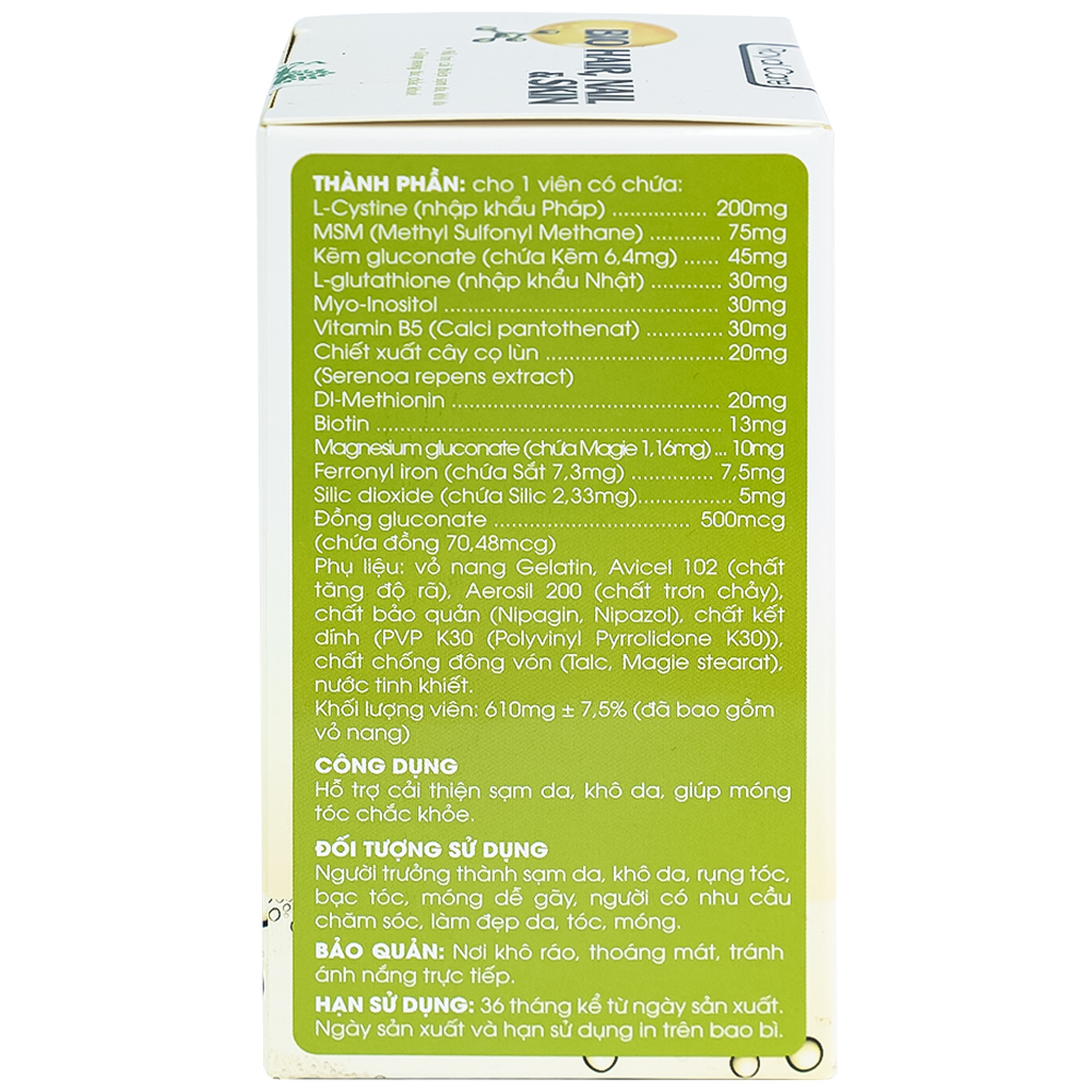 Thực phẩm bảo vệ sức khỏe Royal Care Bio Hair, Nail & Skin hỗ trợ cải thiện sạm da, khô da, móng tóc chắc khoẻ (30 viên)