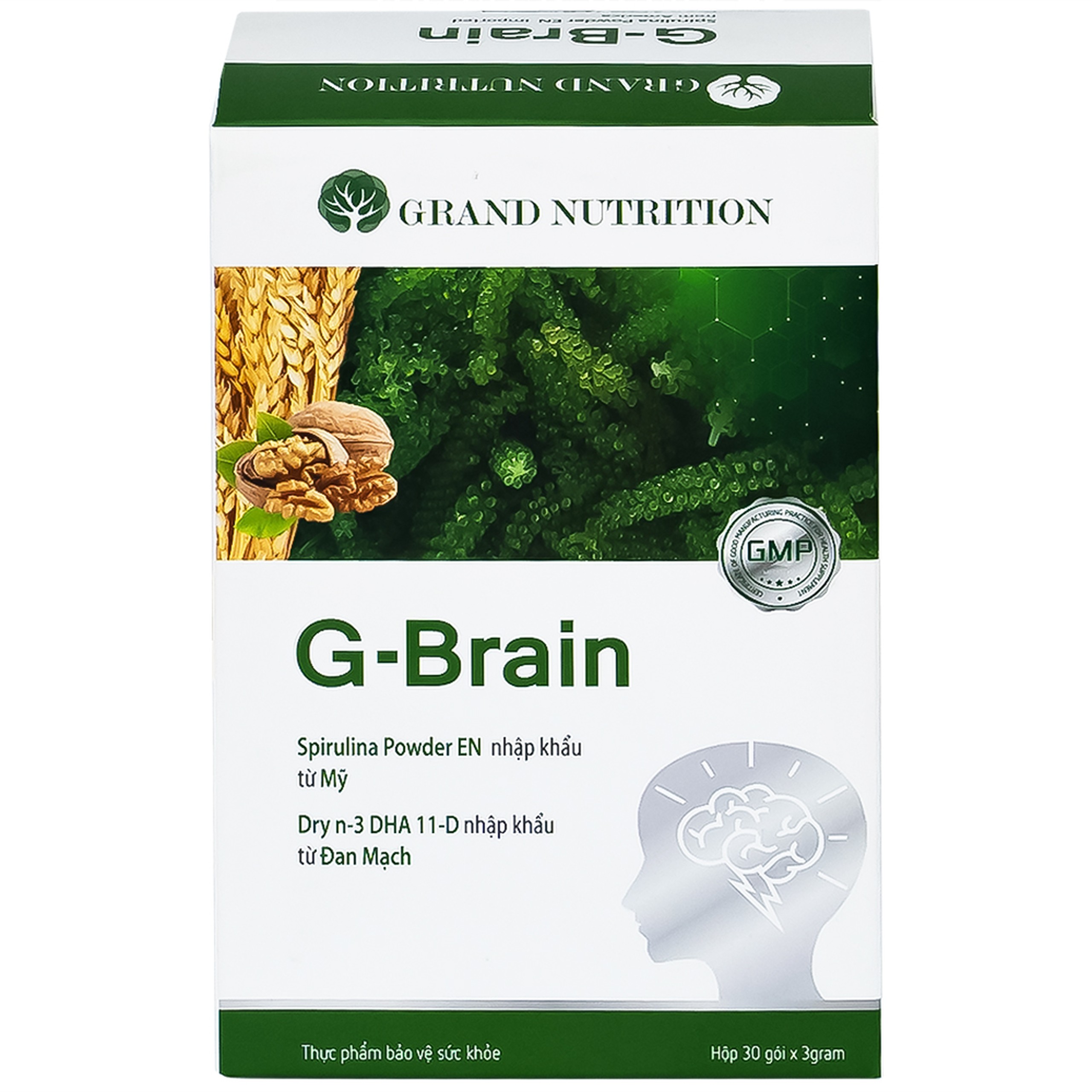 Cốm Trí Não G-Brain 3g Grand Nutrition bổ sung DHA và các vitamin hỗ trợ phát triển não bộ cho trẻ (30 gói)