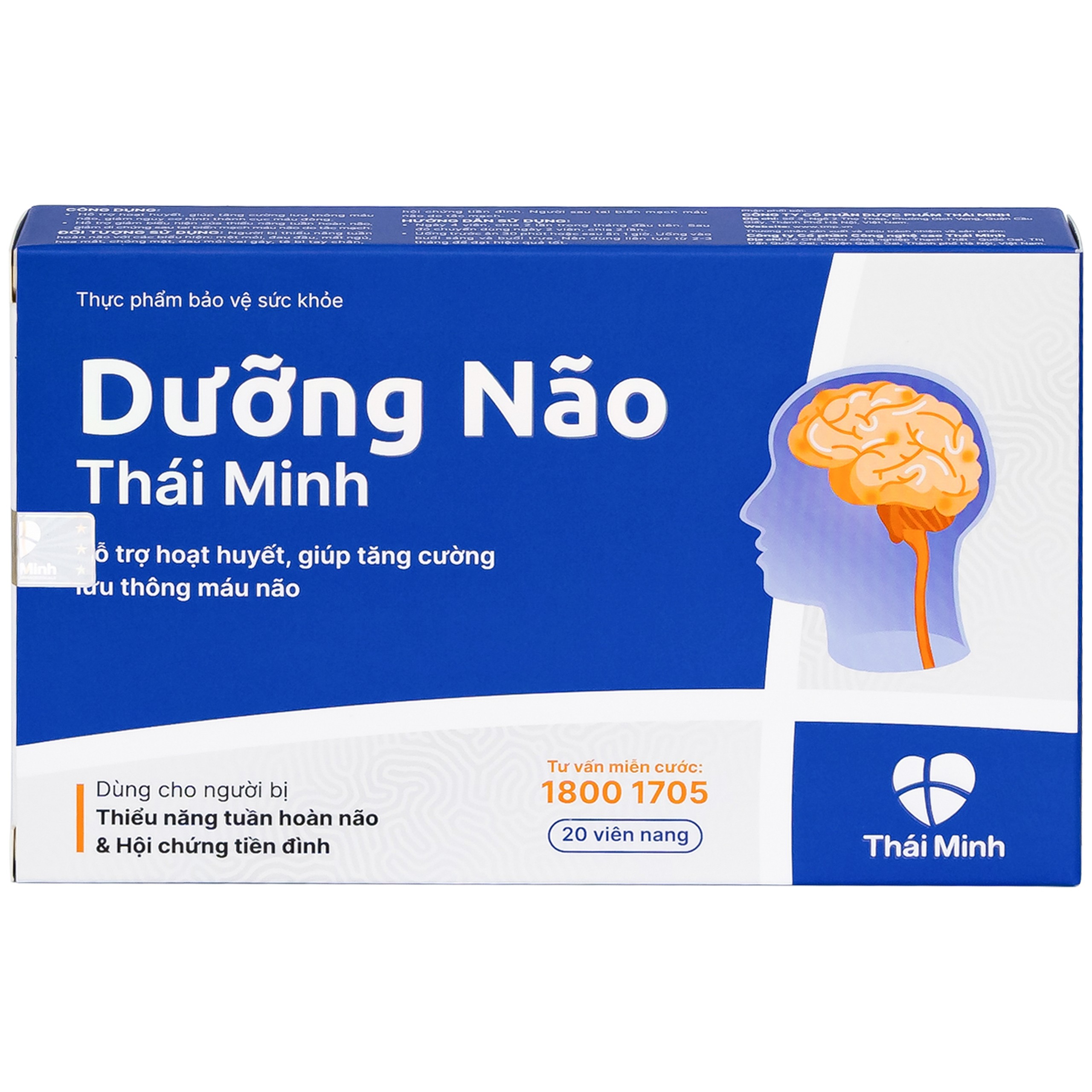 Viên tăng lưu thông máu não Dưỡng Não Thái Minh (2 vỉ x 10 viên)