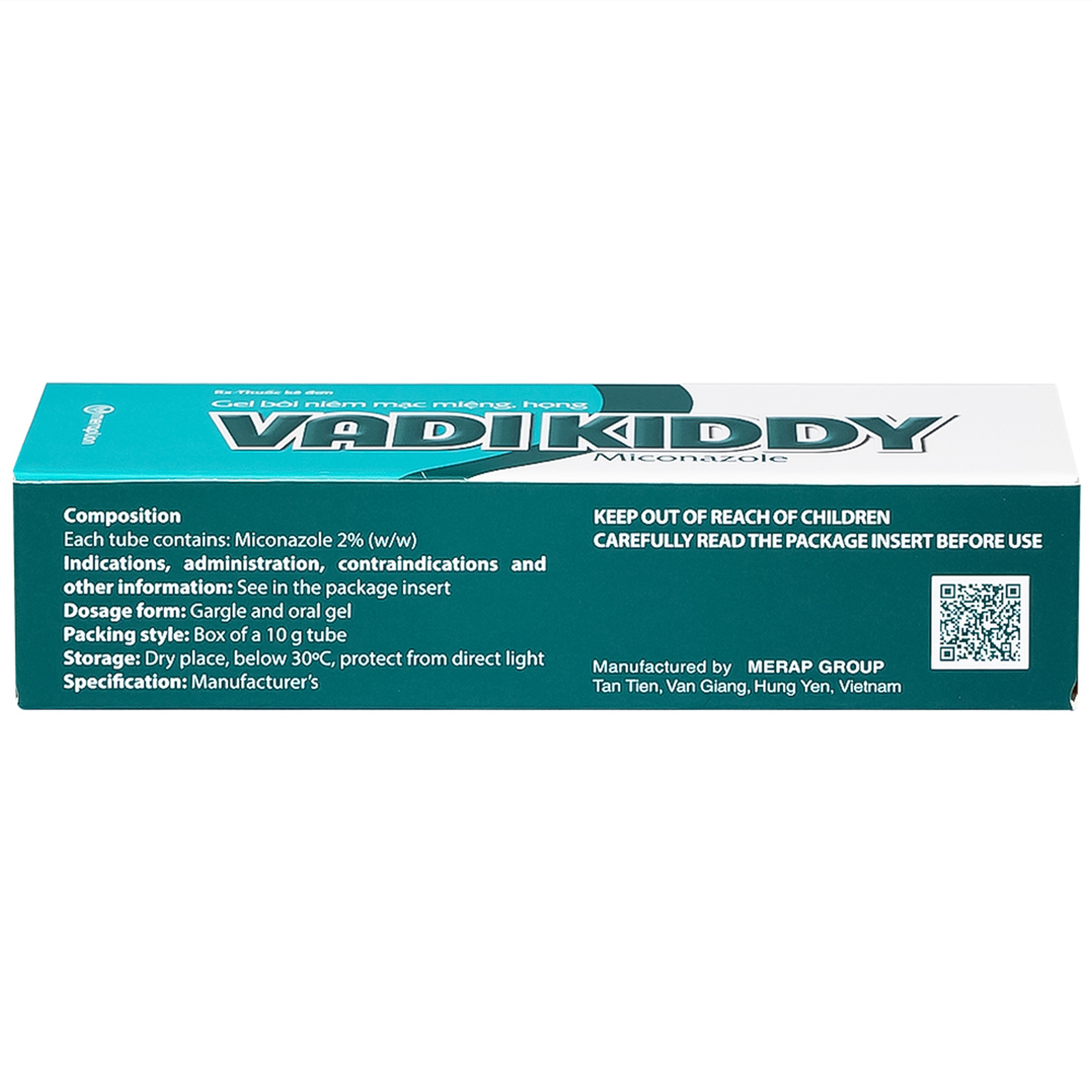 Gel niêm mạc miệng họng Vadikddy 10g Merap Gel điều trị nấm candida