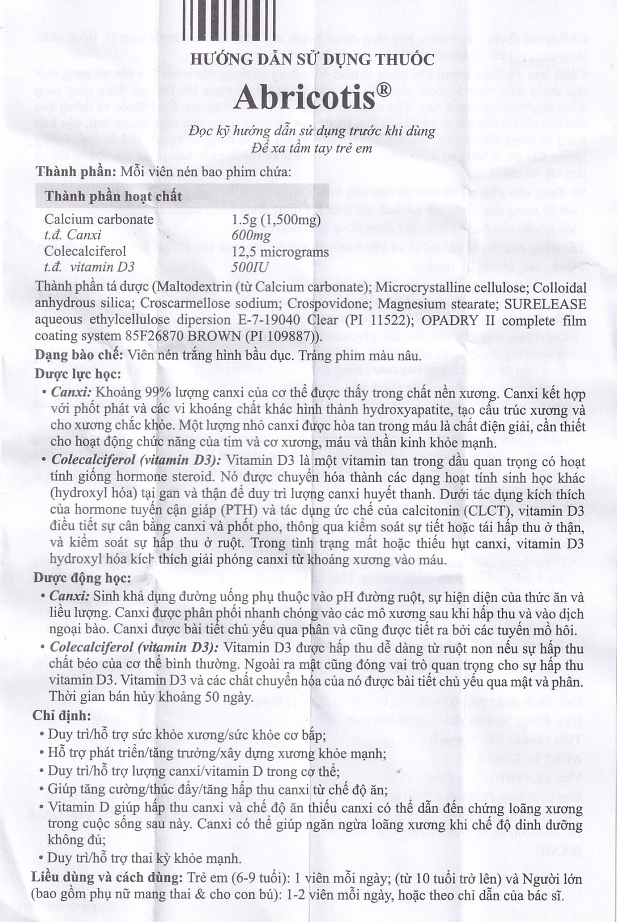 Thuốc Abricotis Probiotec hỗ trợ sức khỏe xương, cơ bắp, bổ sung canxi (6 vỉ x 10 viên)