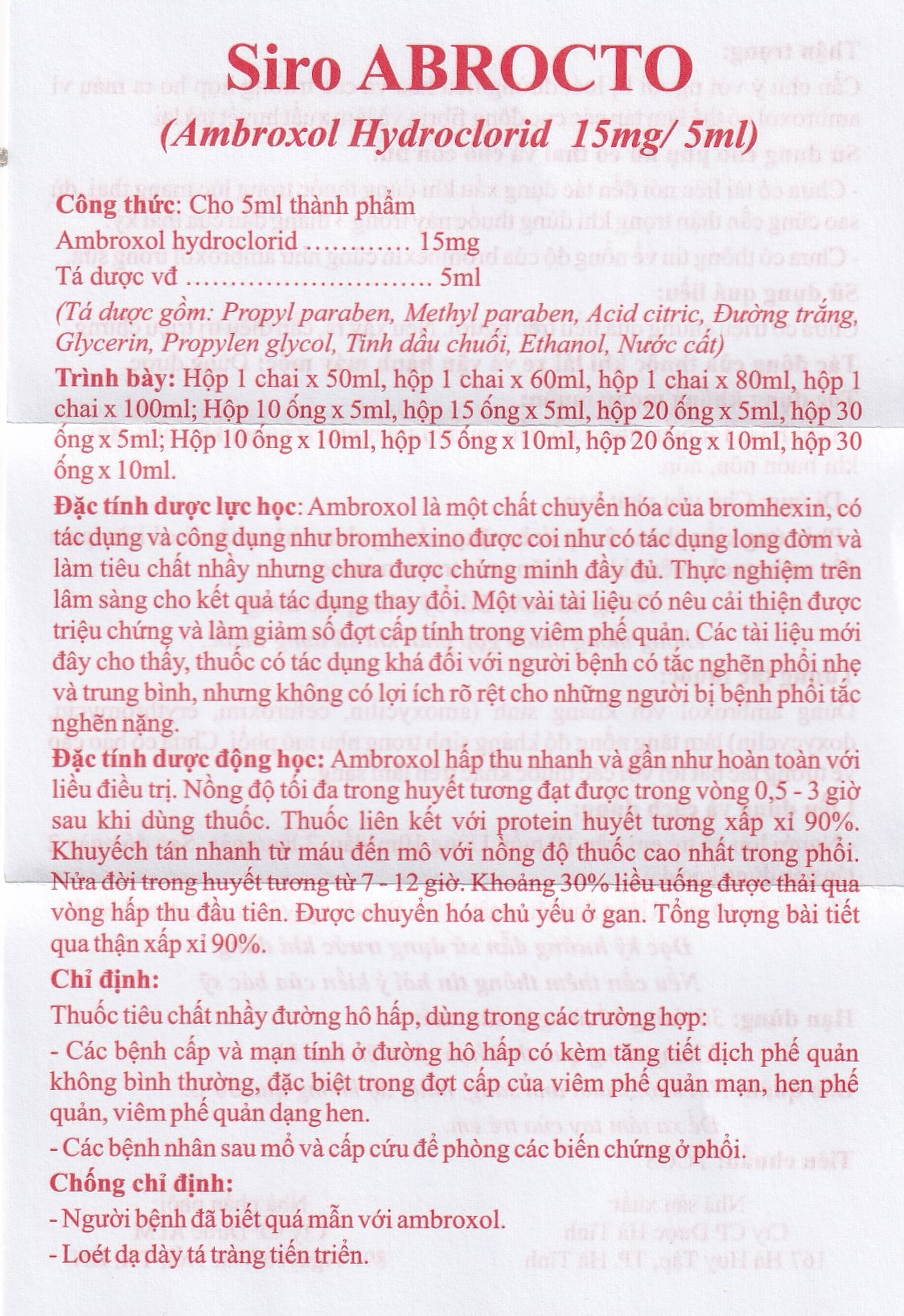 Siro Abrocto Dược Hà Tĩnh điều trị một số bệnh lý đường hô hấp (20 ống x 10ml)