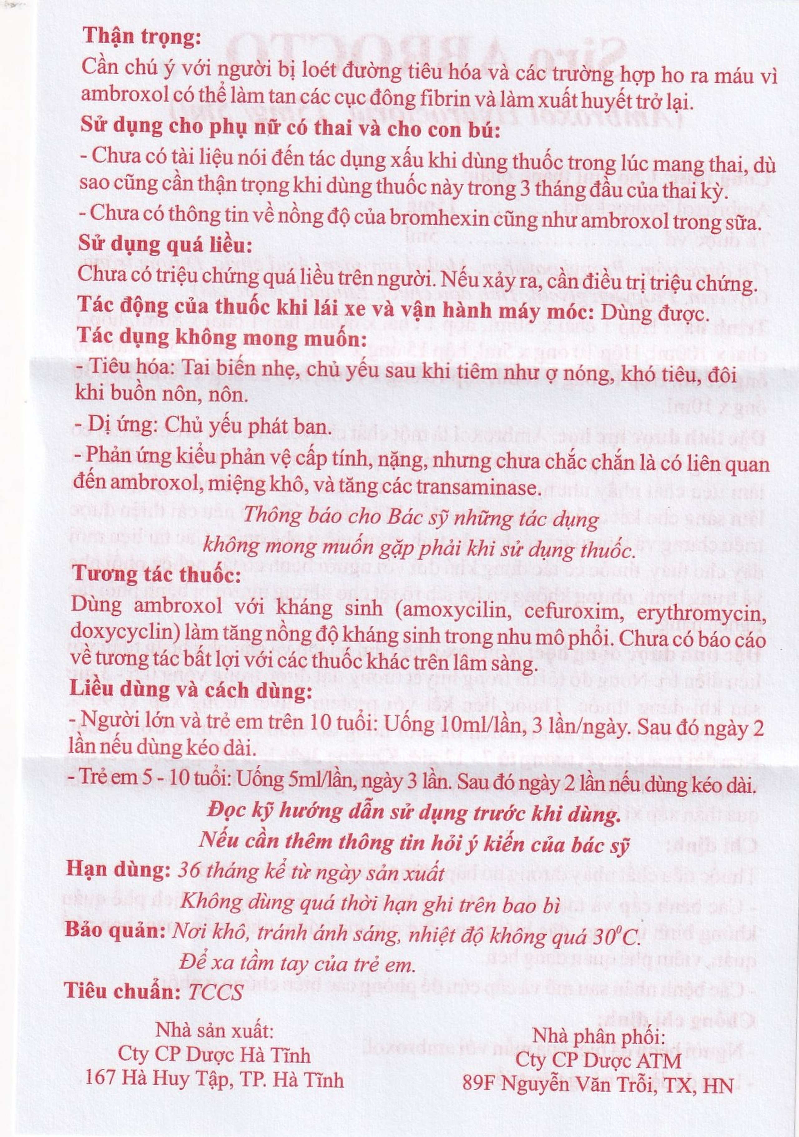 Siro Abrocto Dược Hà Tĩnh điều trị một số bệnh lý đường hô hấp (20 ống x 10ml)