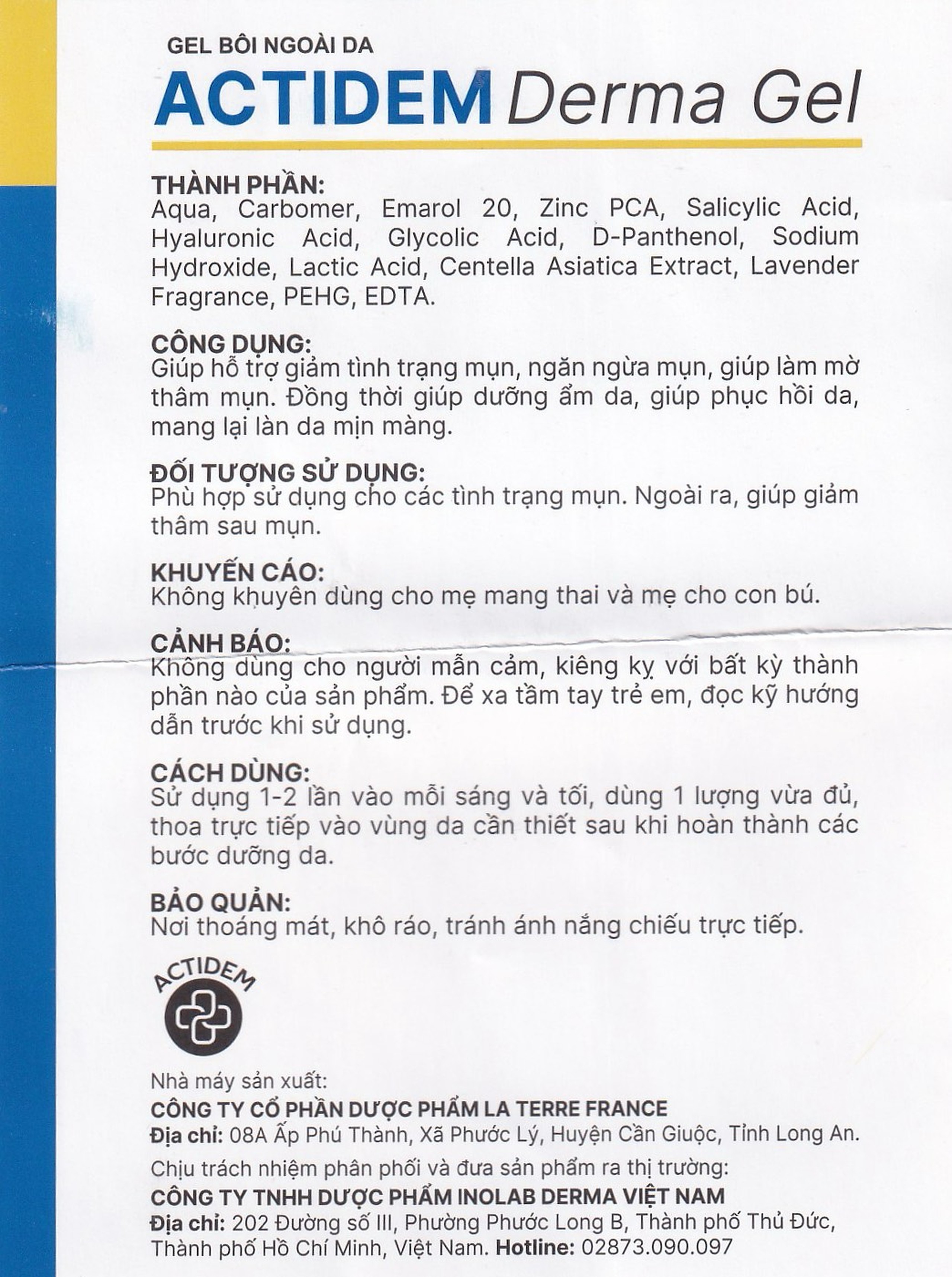 Kem bôi ngừa mụn, mờ thâm Actidem Derma 18g