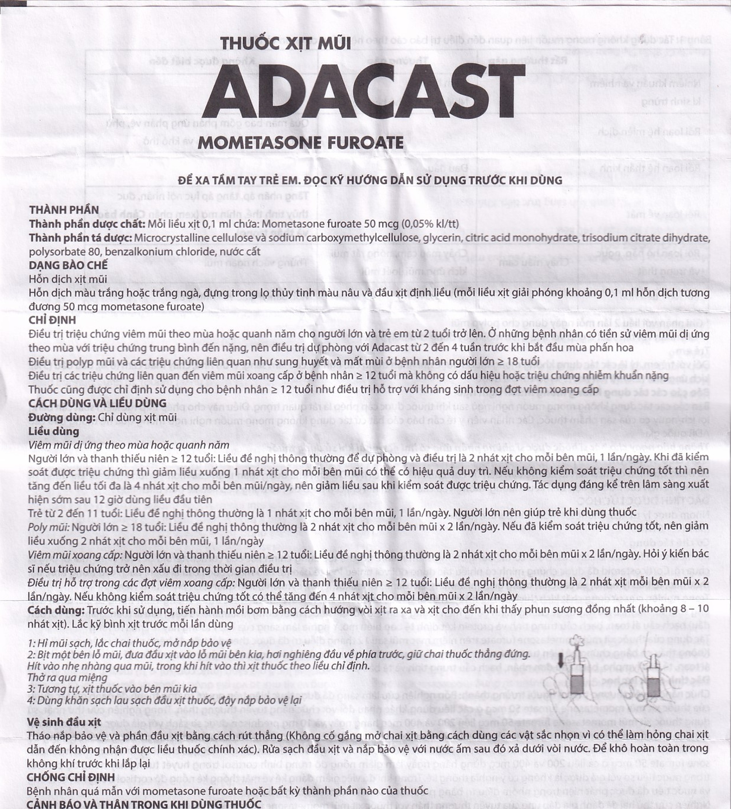 Thuốc xịt mũi Adacast Meraplion điều trị viêm mũi dị ứng, sung huyết và mất mùi, viêm mũi xoang (60 liều)