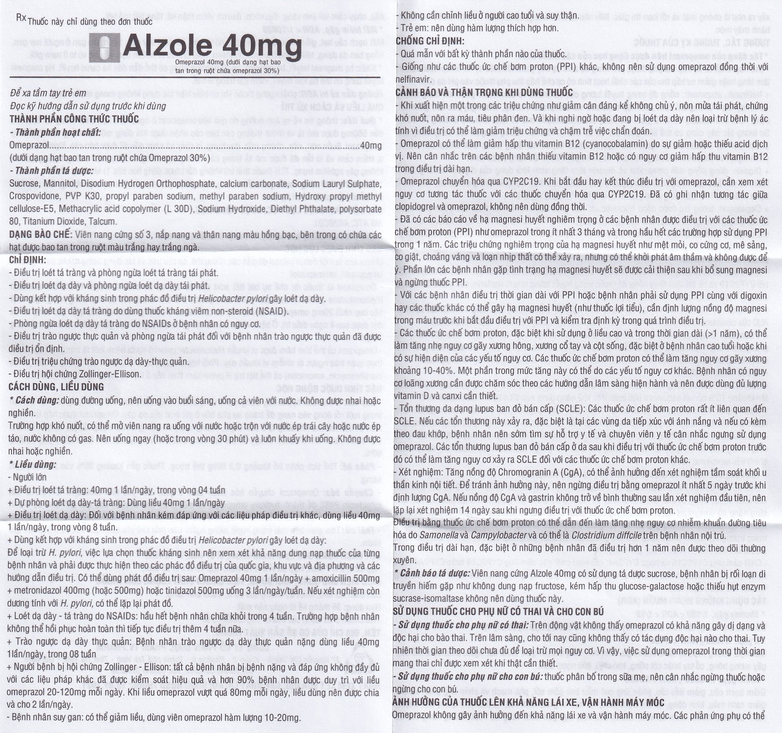 Thuốc Alzole 40mg TV.Pharm điều trị viêm thực quản, viêm loét dạ dày, tá tràng (3 vỉ x 10 viên)