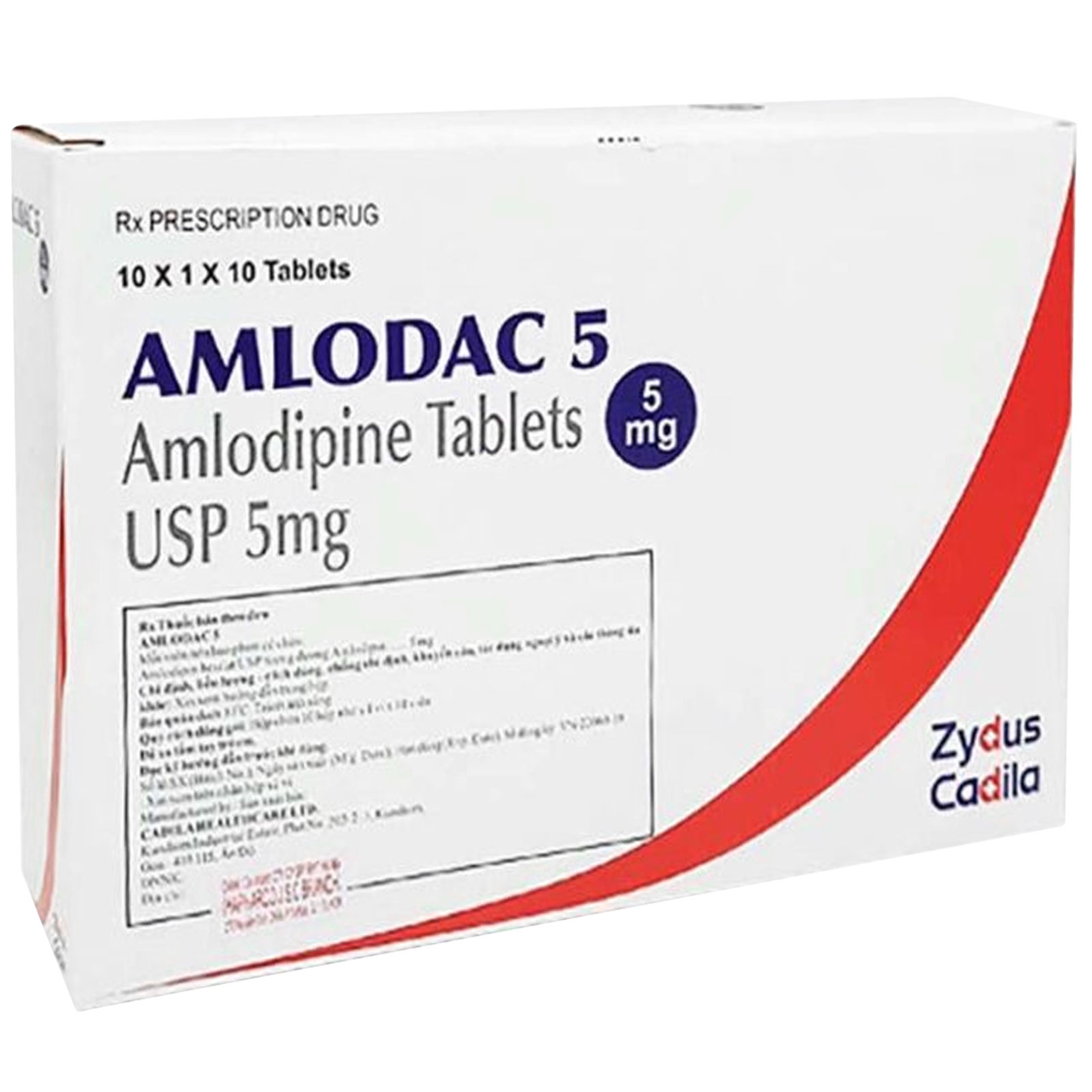 Thuốc Amlodac 5mg Zydus điều trị tăng huyết áp, đau thắt ngực ổn định mạn tính (10 vỉ x 10 viên)