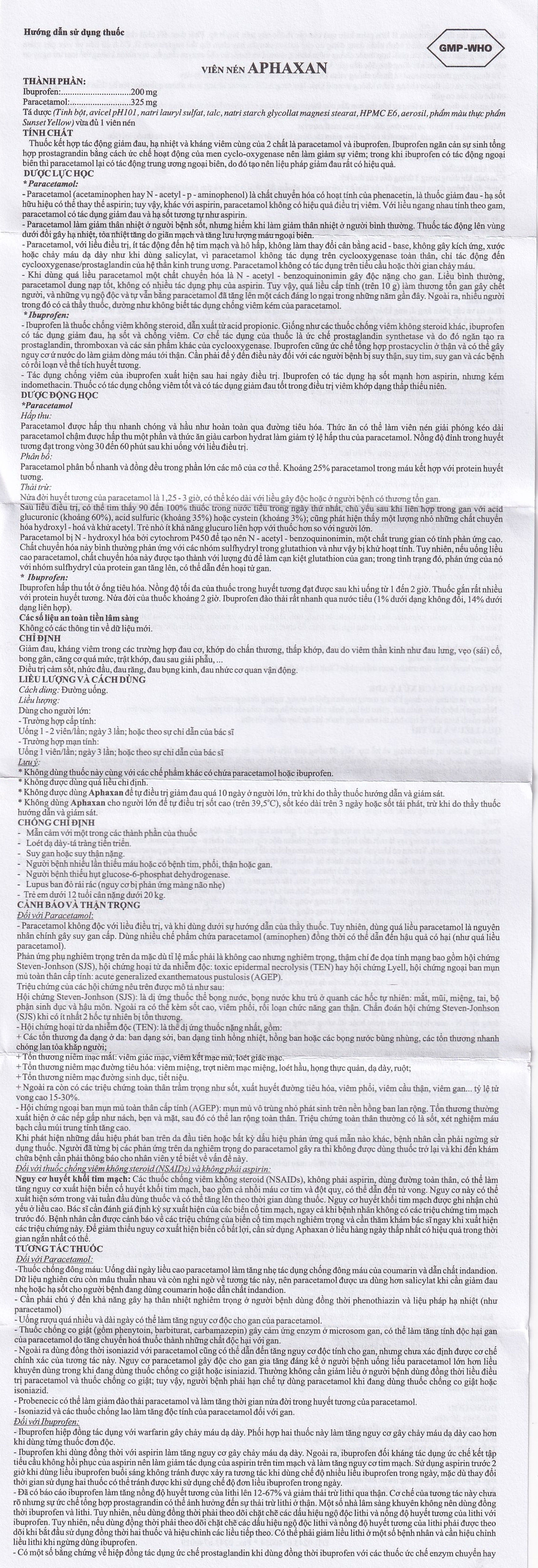 Thuốc Aphaxan Armephaco giảm đau, chống viêm (5 vỉ x 20 viên)