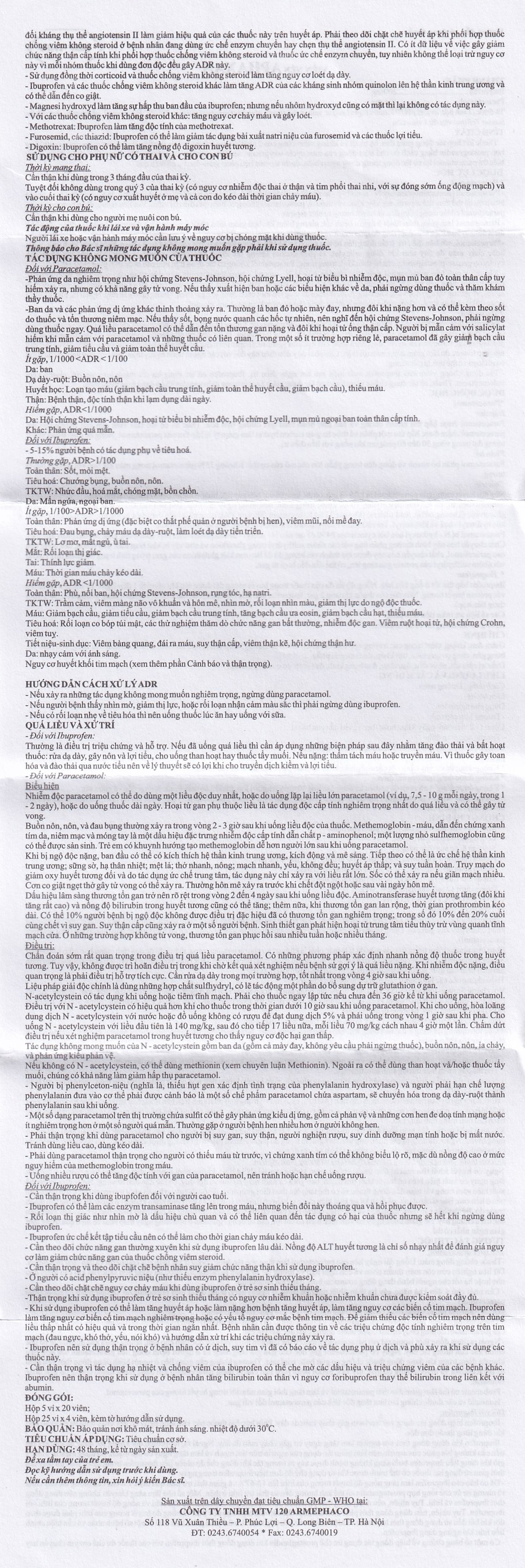 Thuốc Aphaxan Armephaco giảm đau, chống viêm (5 vỉ x 20 viên)