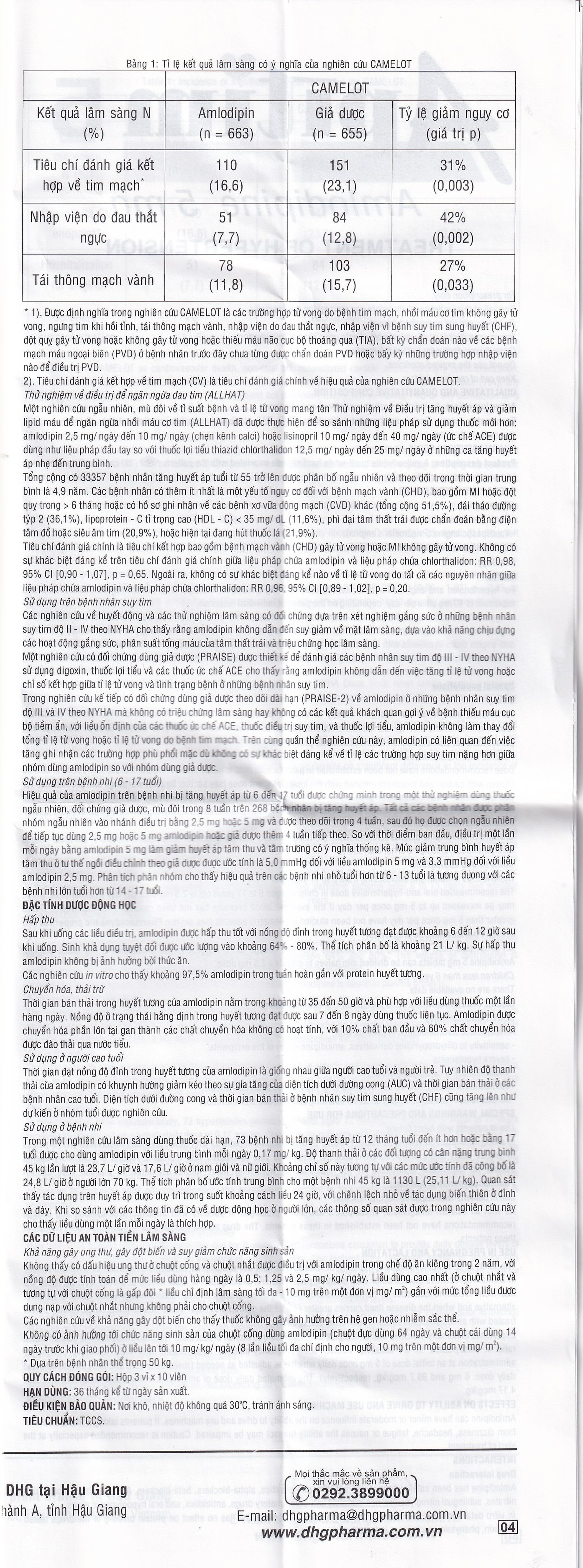 Thuốc Apitim 5 DHG điều trị tăng huyết áp (3 vỉ x 10 viên)