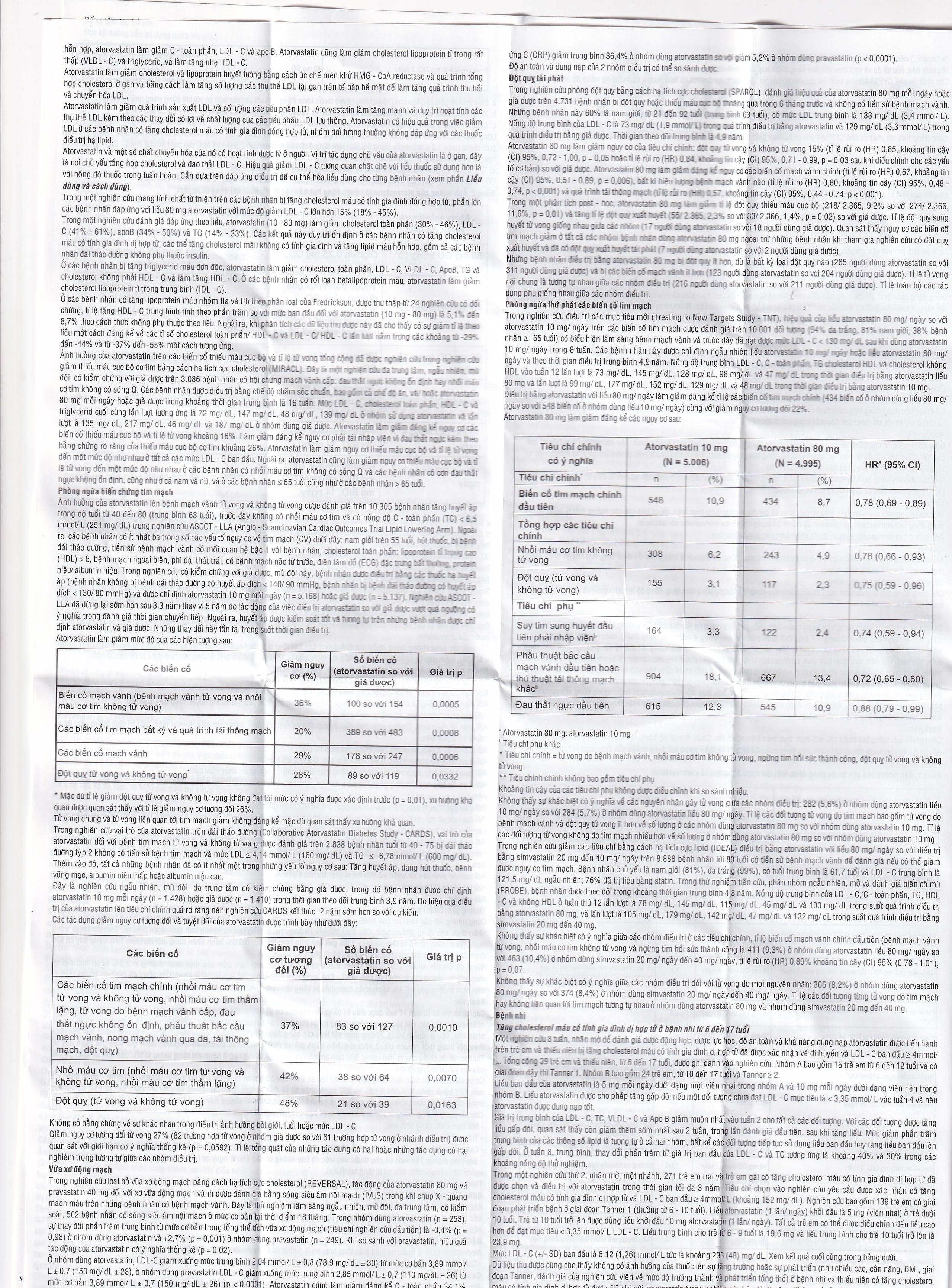 Thuốc Atorlip 20mg DHG điều trị tăng cholesterol toàn phần và LDL-cholesterol (3 vỉ x 10 viên)