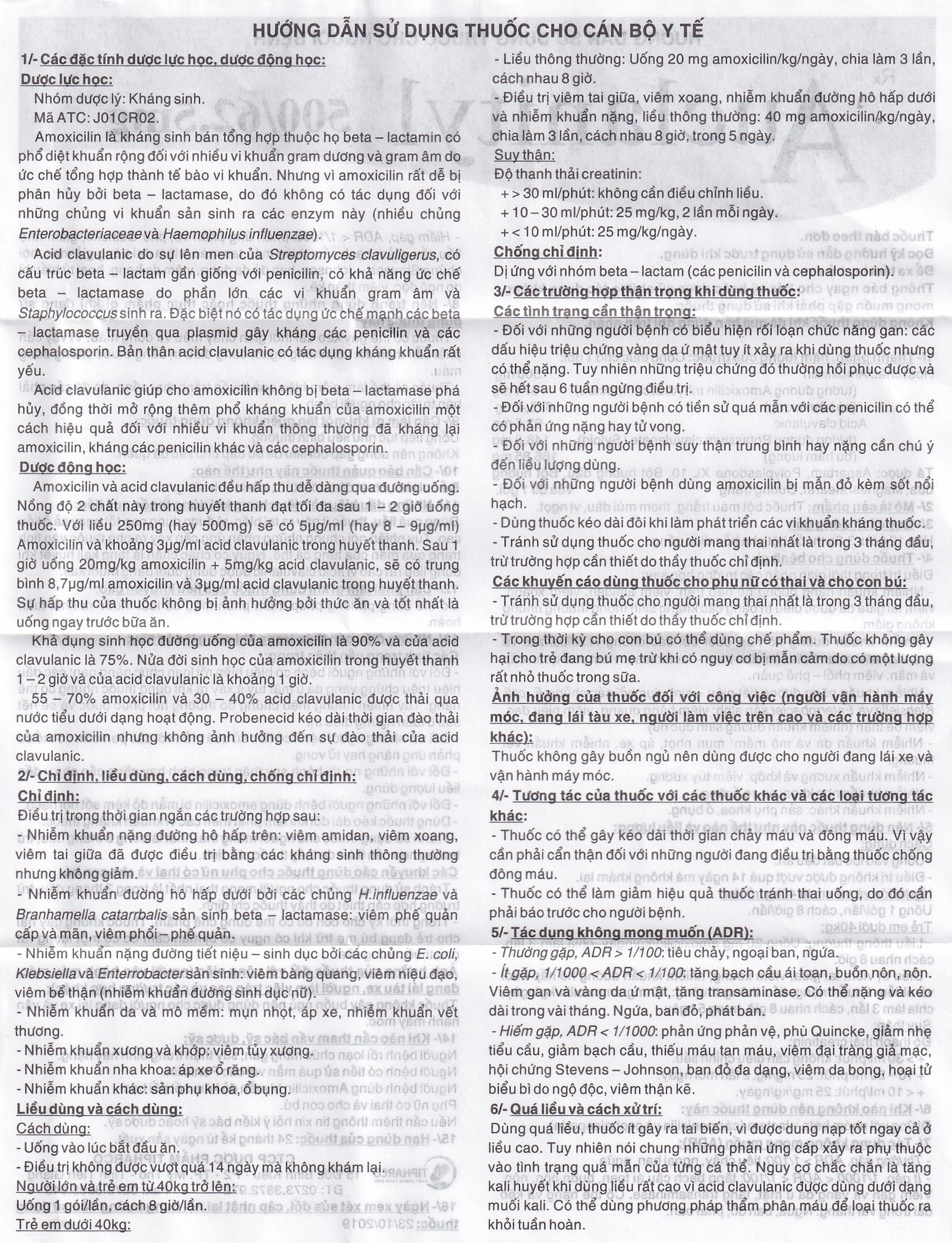 Bột Auclanityl 500/62.5mg Tipharco điều trị nhiễm khuẩn (12 gói x 3,8g)