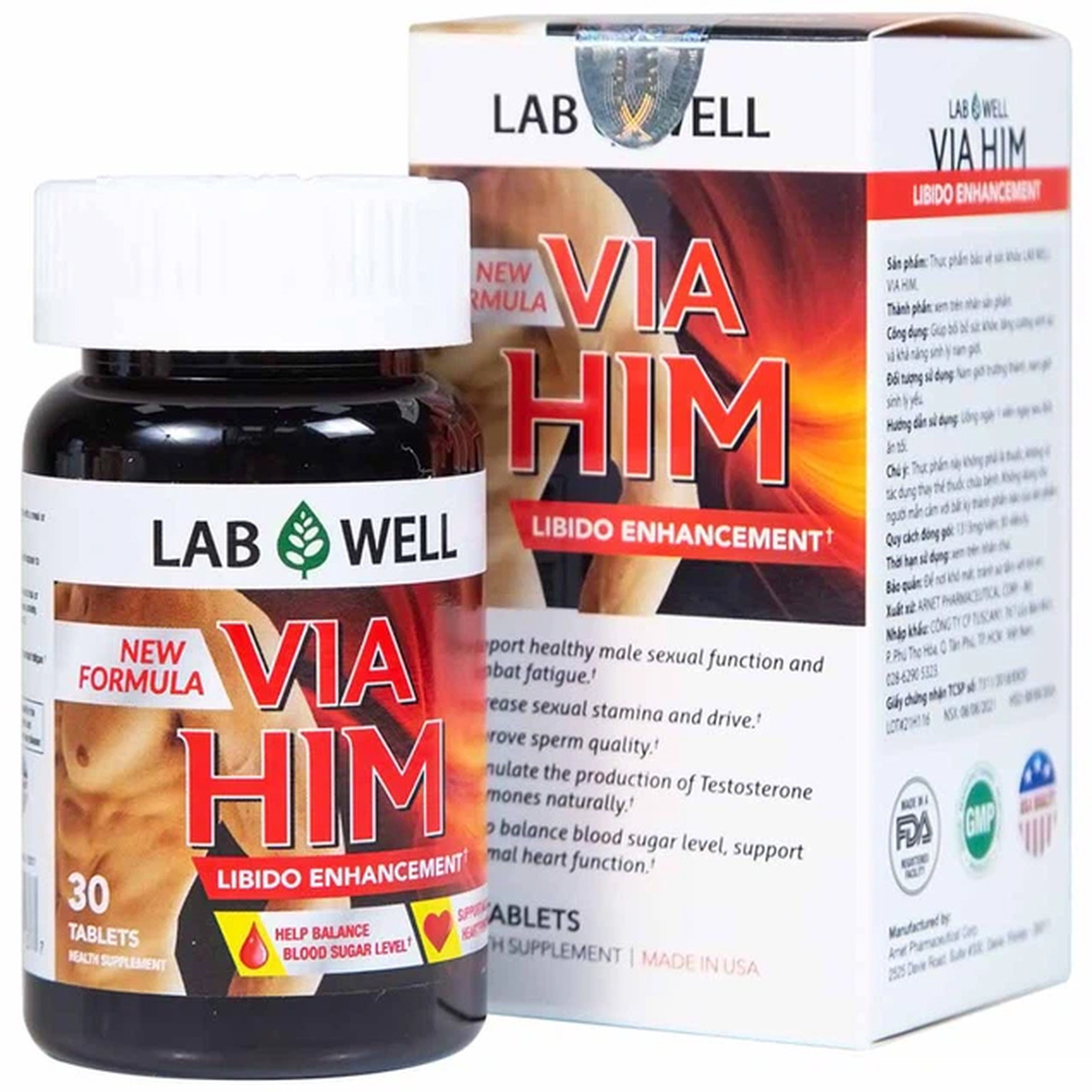Viên uống Via Him Lab Well bồi bổ sức khỏe, tăng cường sinh lực và khả năng sinh lý ở nam giới (30 viên)