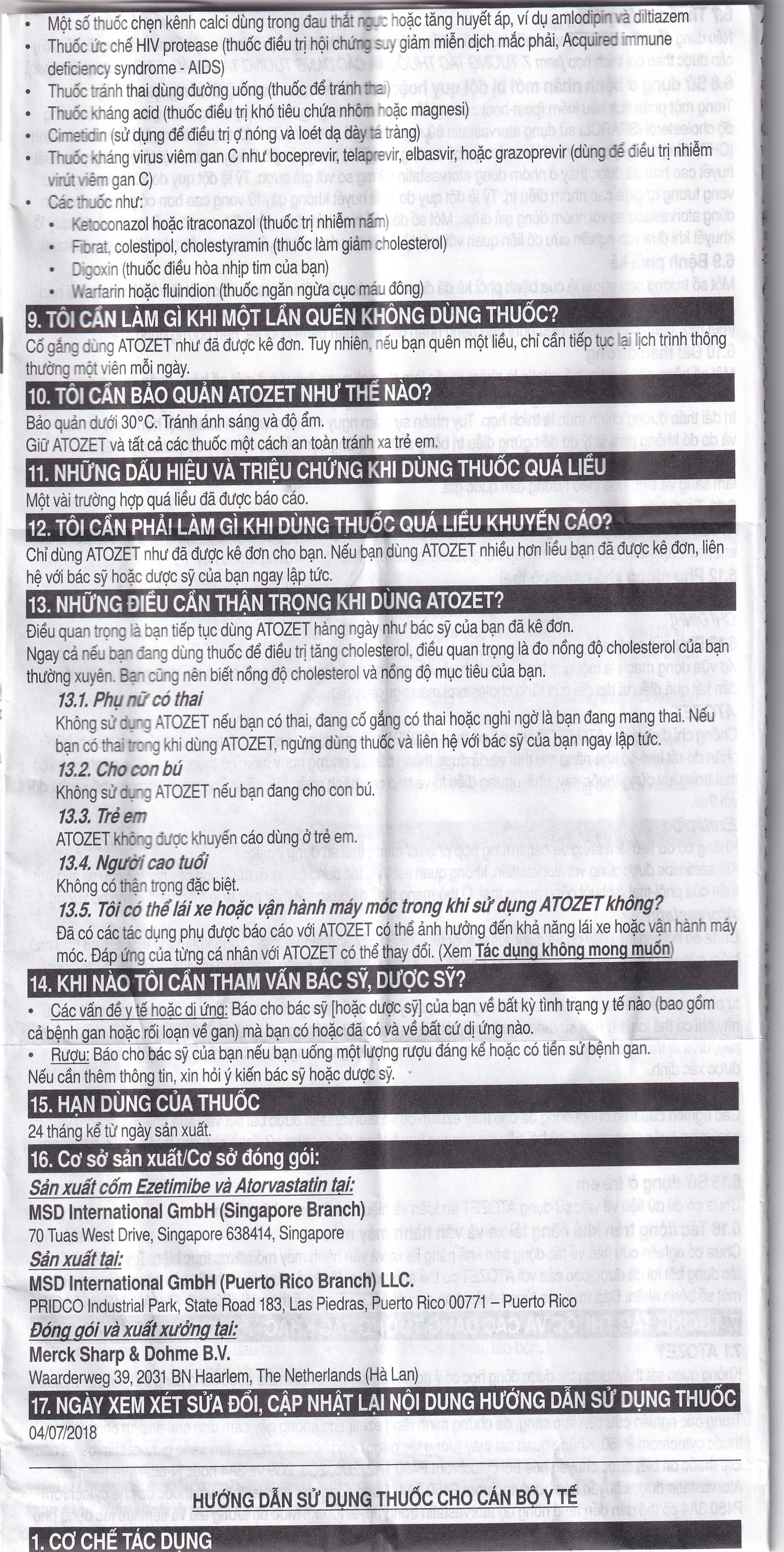 Thuốc Atozet 10mg/10mg MSD điều trị rối loạn mỡ máu, phòng ngừa các bệnh tim mạch (3 vỉ x 10 viên)