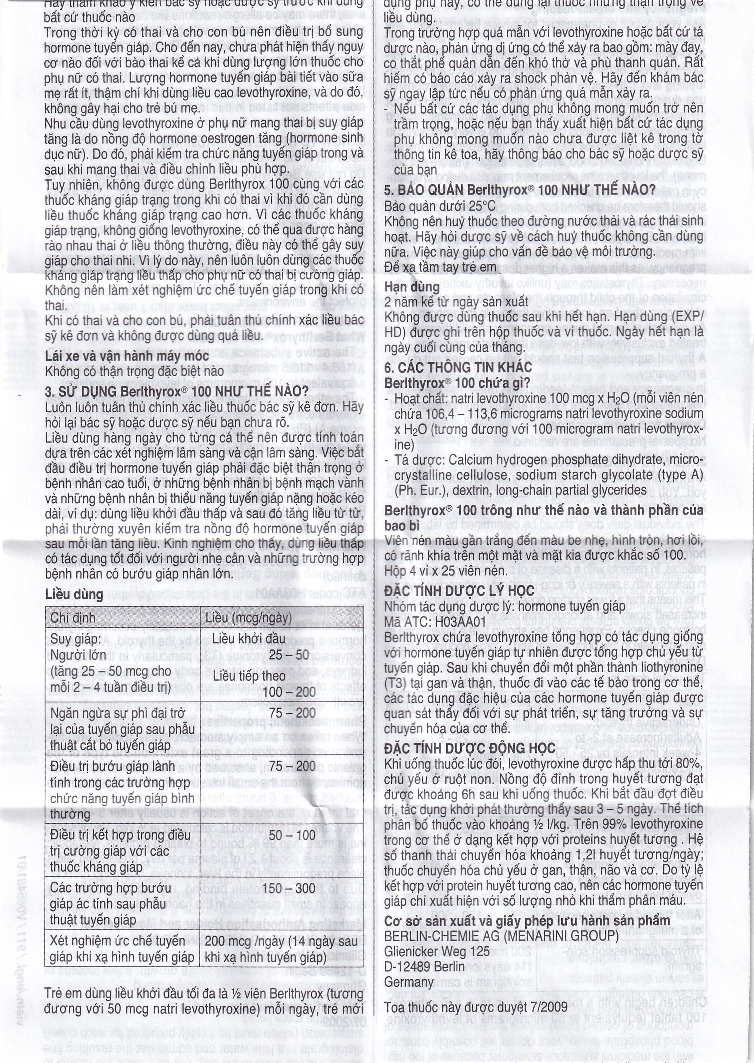 Thuốc Berlthyrox 100 Menarini điều trị thiểu năng tuyến giáp (4 vỉ x 25 viên)