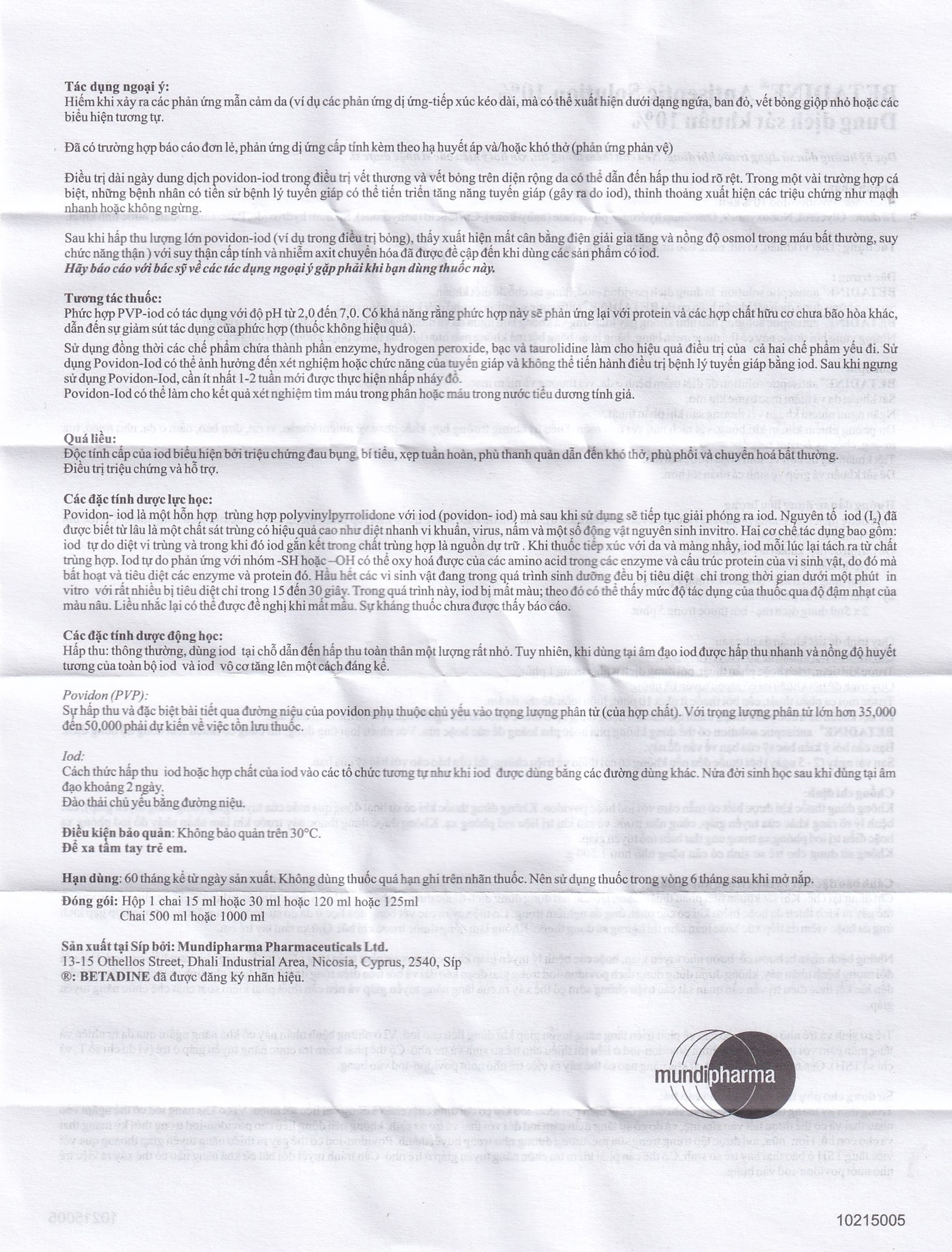 Dung dịch sát khuẩn Betadine Antiseptic Solution hỗ trợ sát khuẩn vết thương (30ml)