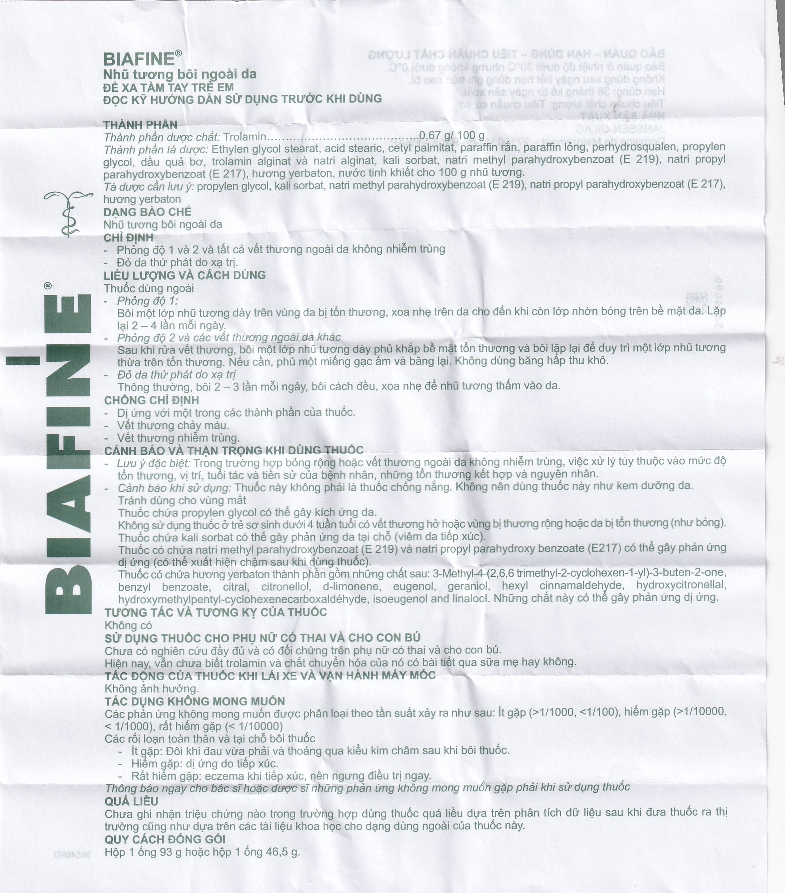 Nhũ tương Biafine Janssen điều trị bỏng độ 1, độ 2, các vết thương ngoài da không nhiễm trùng (93g)