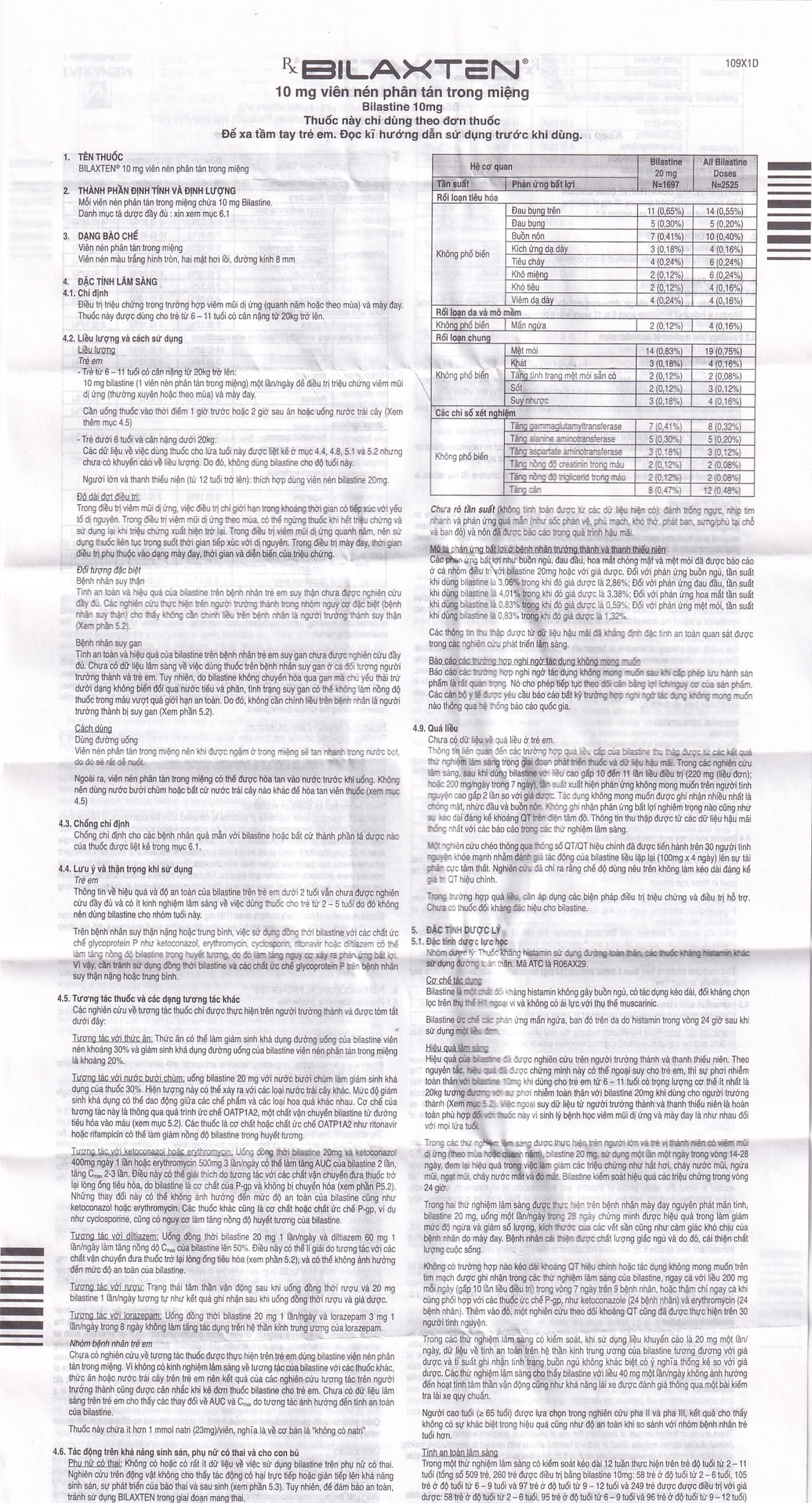 Thuốc Bilaxten 10mg Menarini điều trị viêm mũi dị ứng, mày đay (1 vỉ x 10 viên)