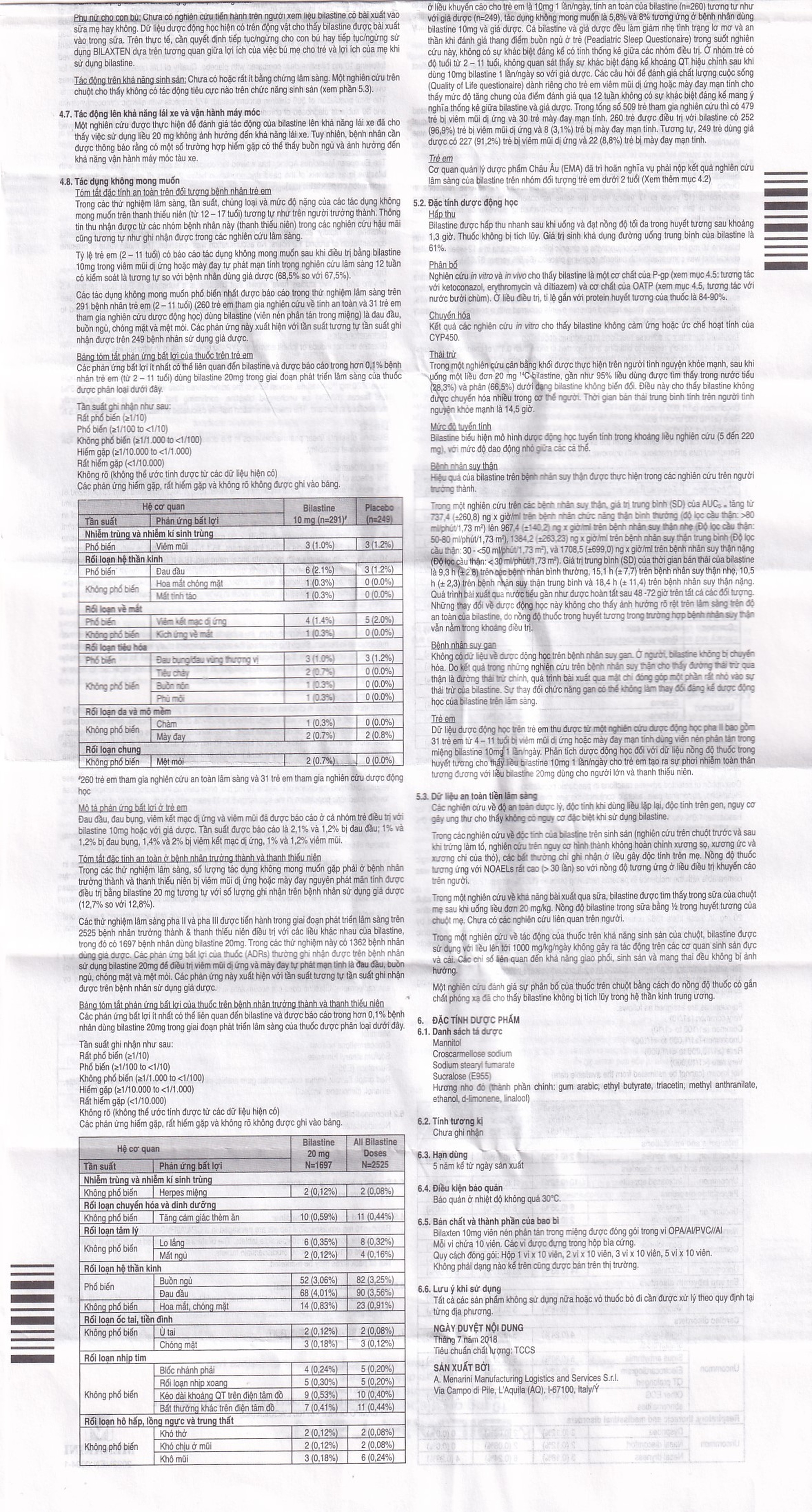 Thuốc Bilaxten 10mg Menarini điều trị viêm mũi dị ứng, mày đay (1 vỉ x 10 viên)