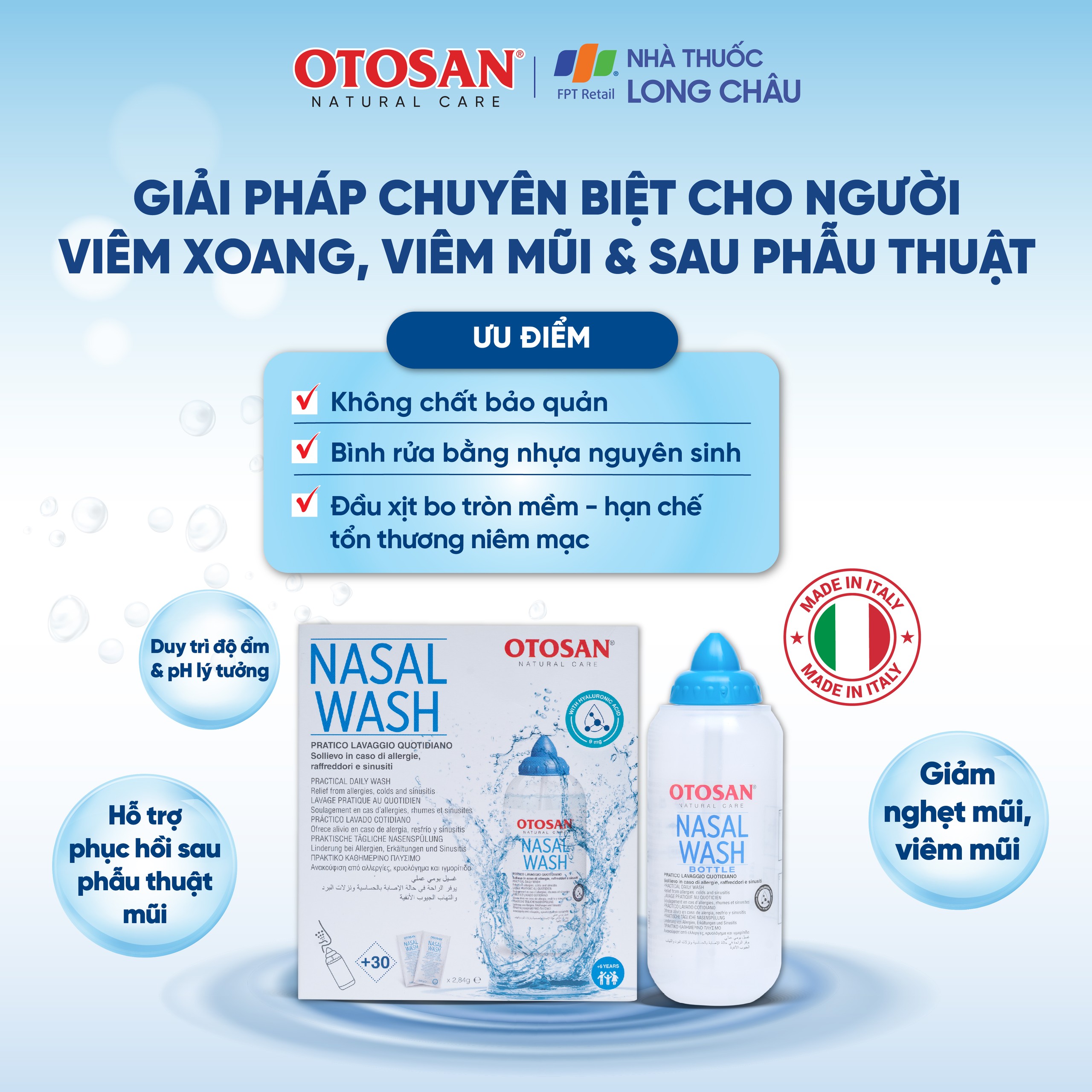 Bộ rửa mũi Otosan Nasal Wash Kit (30 gói) làm sạch sâu, ngừa viêm xoang, viêm mũi dành cho trẻ trên 6 tuổi