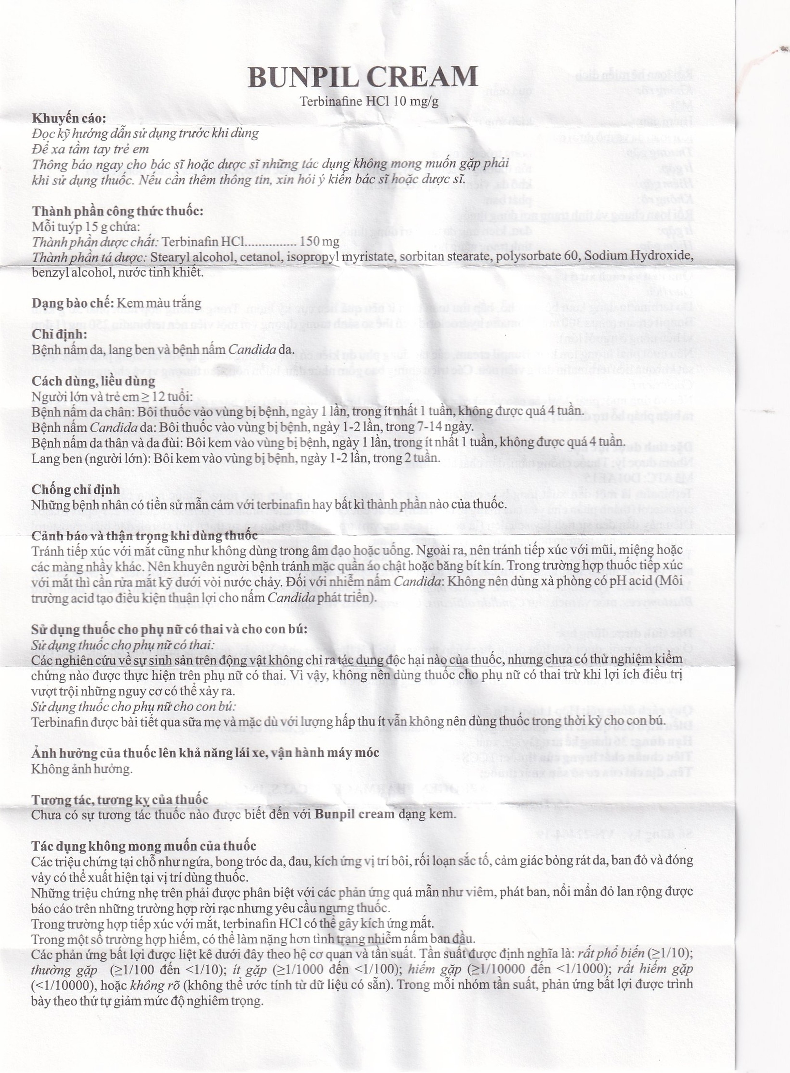 Kem bôi ngoài da Bunpil 10mg Aprogen điều trị nấm da, lang ben (15g)