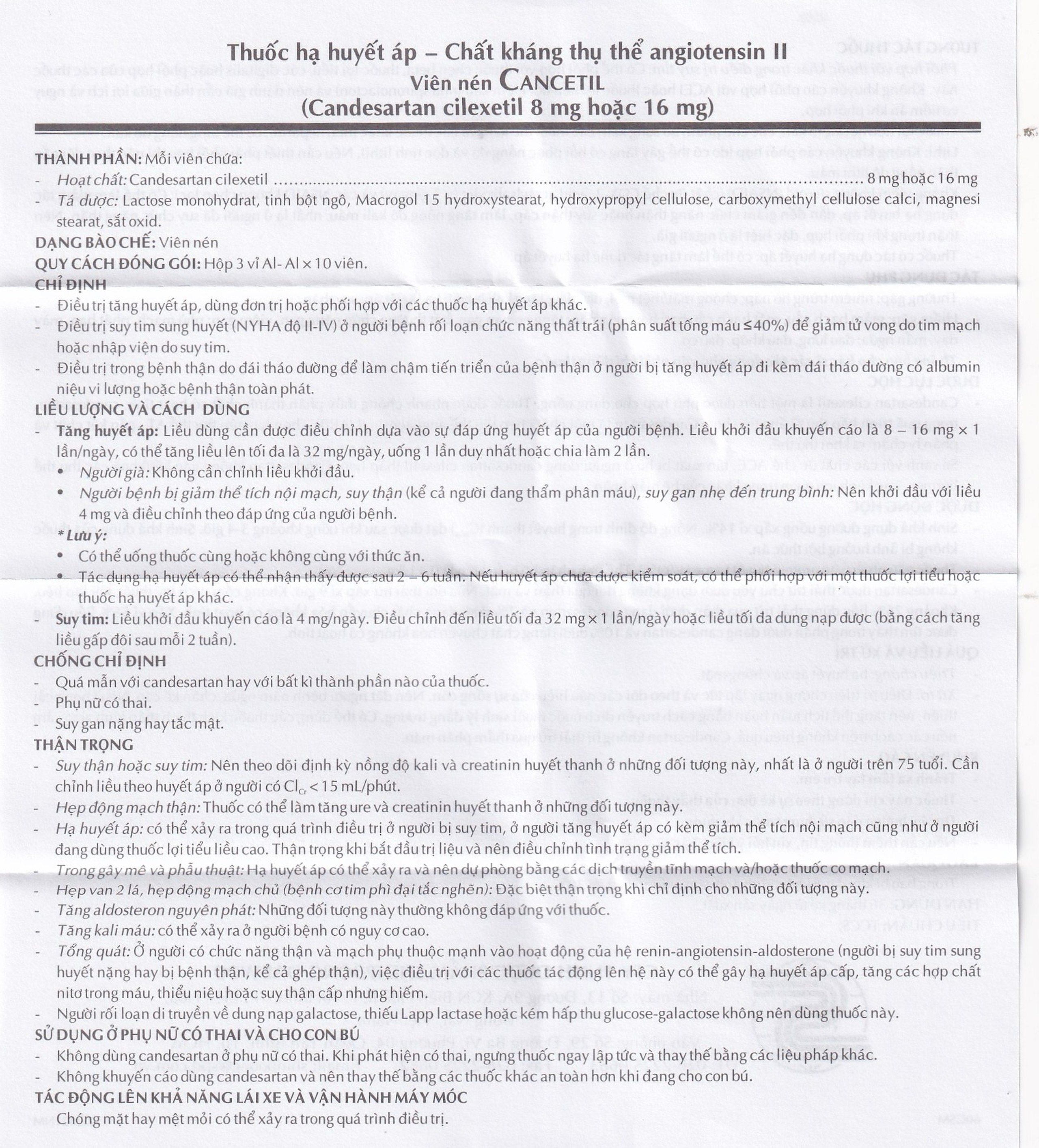 Thuốc Cancetil 8mg Shinpoong Daewoo điều trị tăng huyết áp (30 viên)