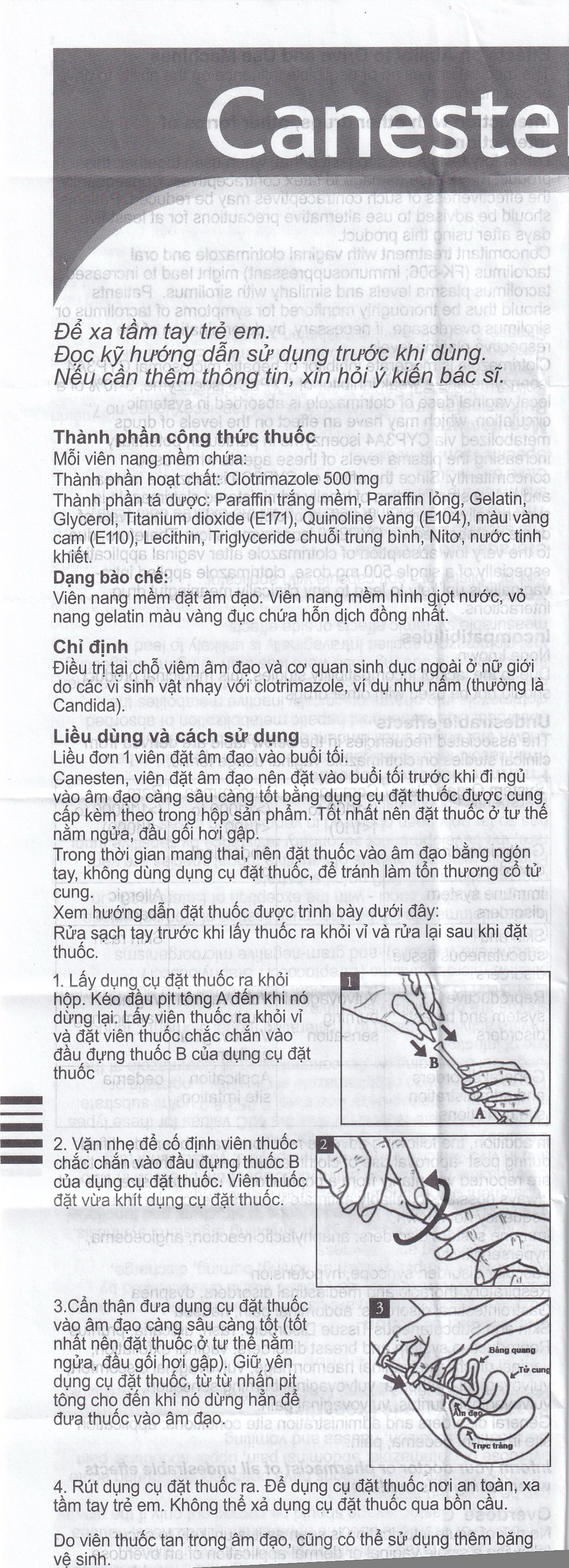 Viên đặt âm đạo Canesten 1 Day 500mg Bayer điều trị viêm âm đạo và cơ quan sinh dục ngoài (1 vỉ x 1 viên)