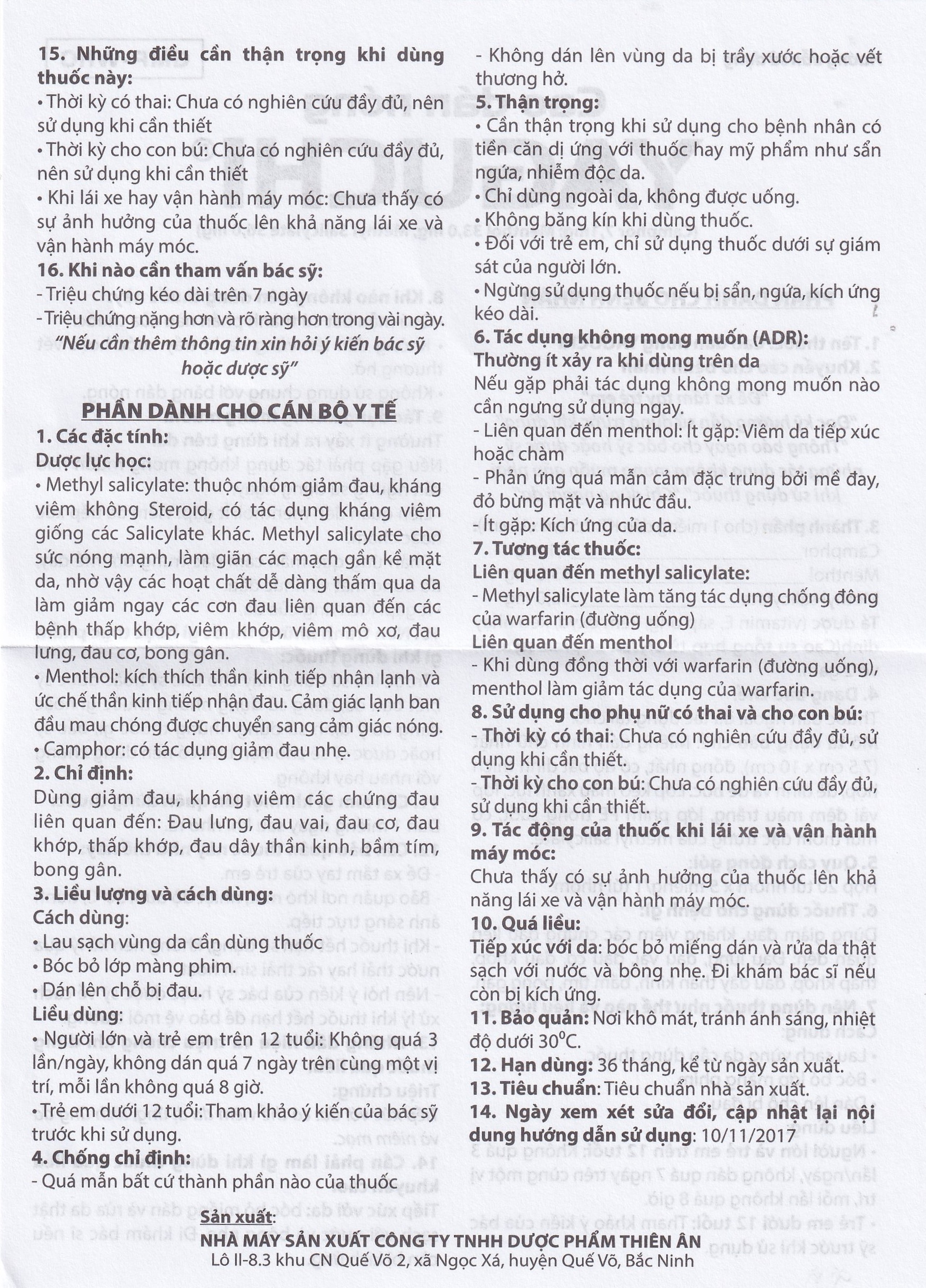 Cao dán Yaguchi Tatra giảm đau, kháng viêm trong các cơn đau vai, đau lưng (5 miếng)