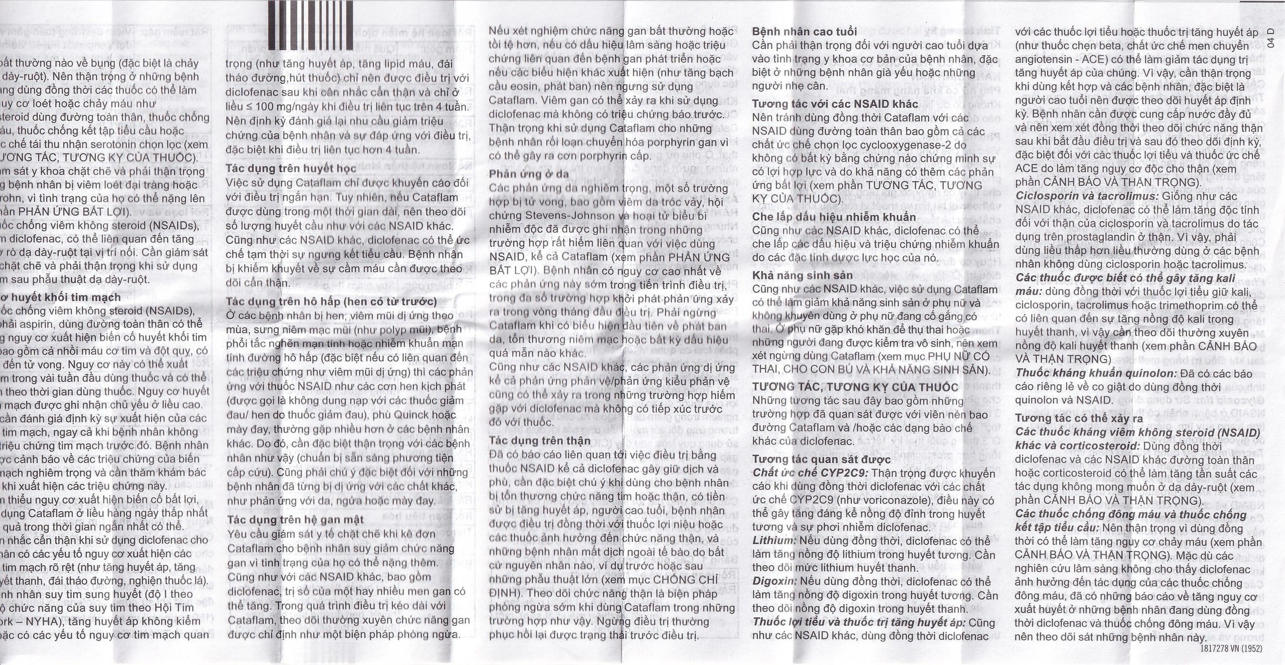 Thuốc Cataflam 25 Novartis điều trị đau sau chấn thương, viêm và sưng do bong gân (1 vỉ x 10 viên)