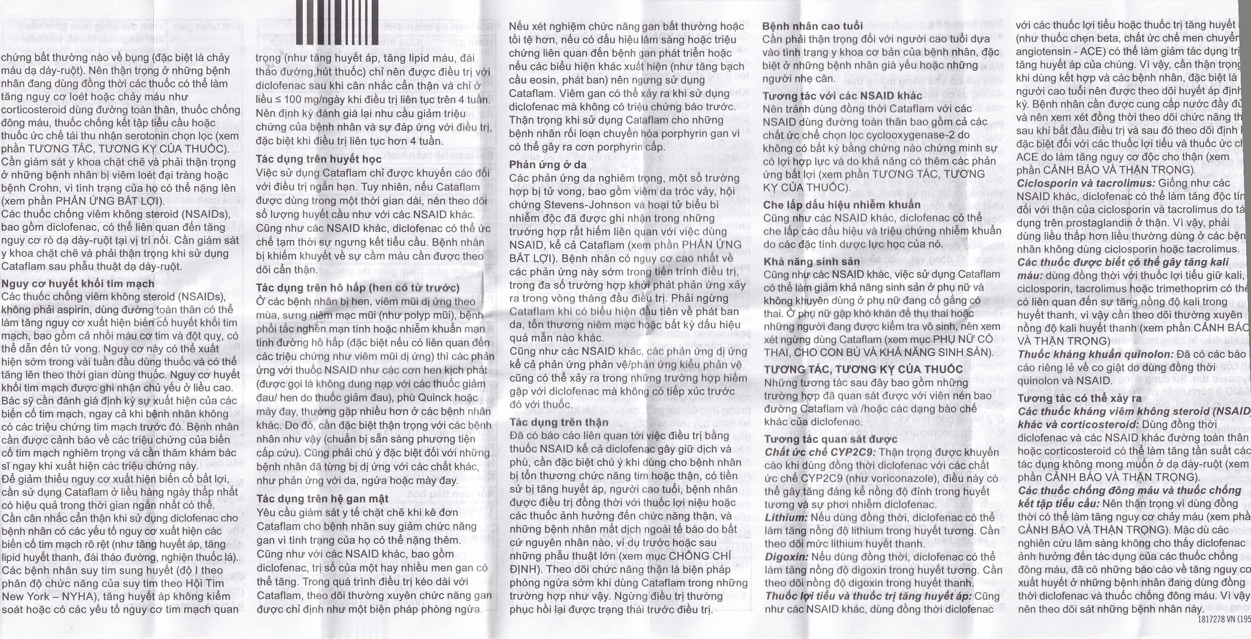 Thuốc Cataflam 50 Novartis điều trị đau sau chấn thương, viêm và sưng do bong gân (1 vỉ x 10 viên)