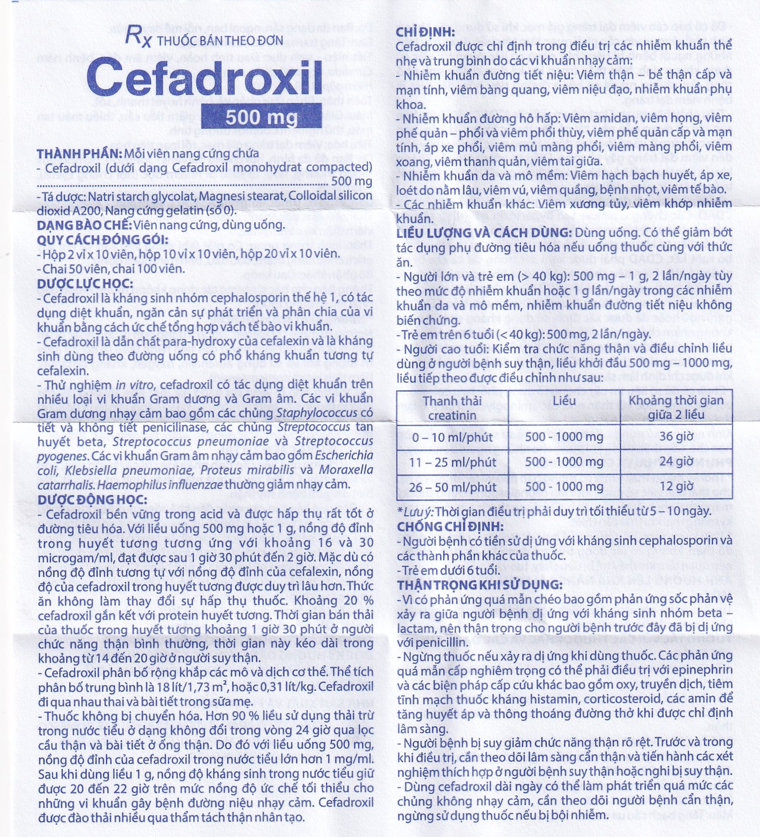 Thuốc Cefadroxil 500mg Domesco điều trị nhiễm khuẩn (2 vỉ x 10 viên)